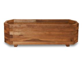 Verve Bopha Brown Wooden Hexagonal Trough (H)30cm (W)19cm