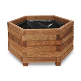 Verve Bopha Brown Wooden Hexagonal Trough (H)30cm (W)60cm