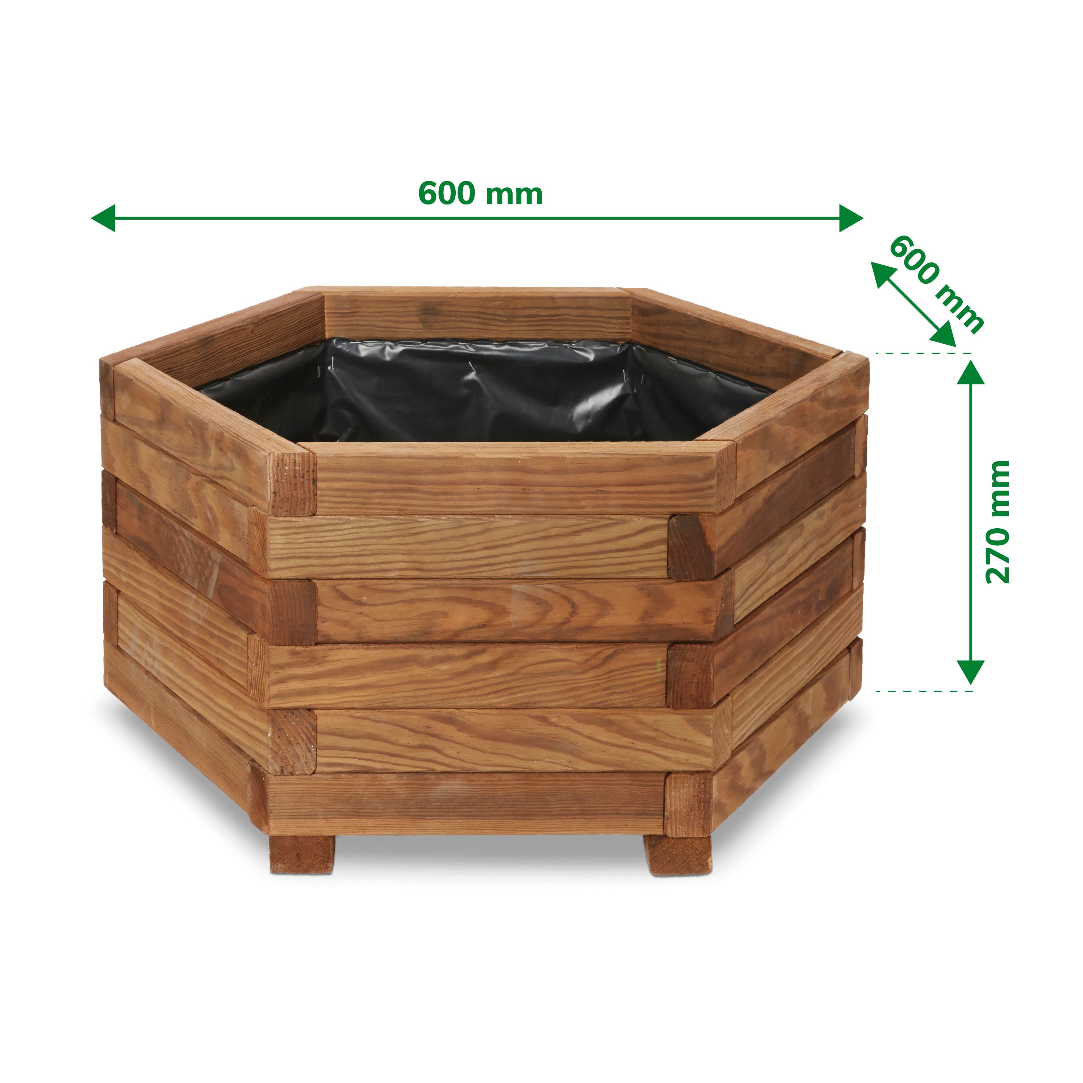 Verve Bopha Hexagonal Wood Trough 100L (W)60cm- Brown