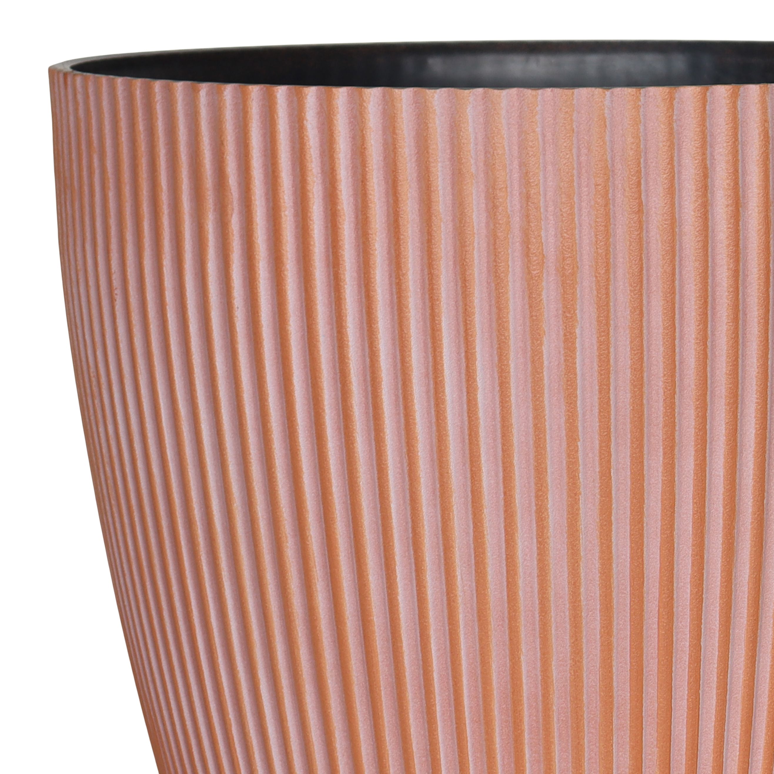 Verve Brown Ribbed Recycled plastic Plant pot (Dia) 43cm, (H)40cm
