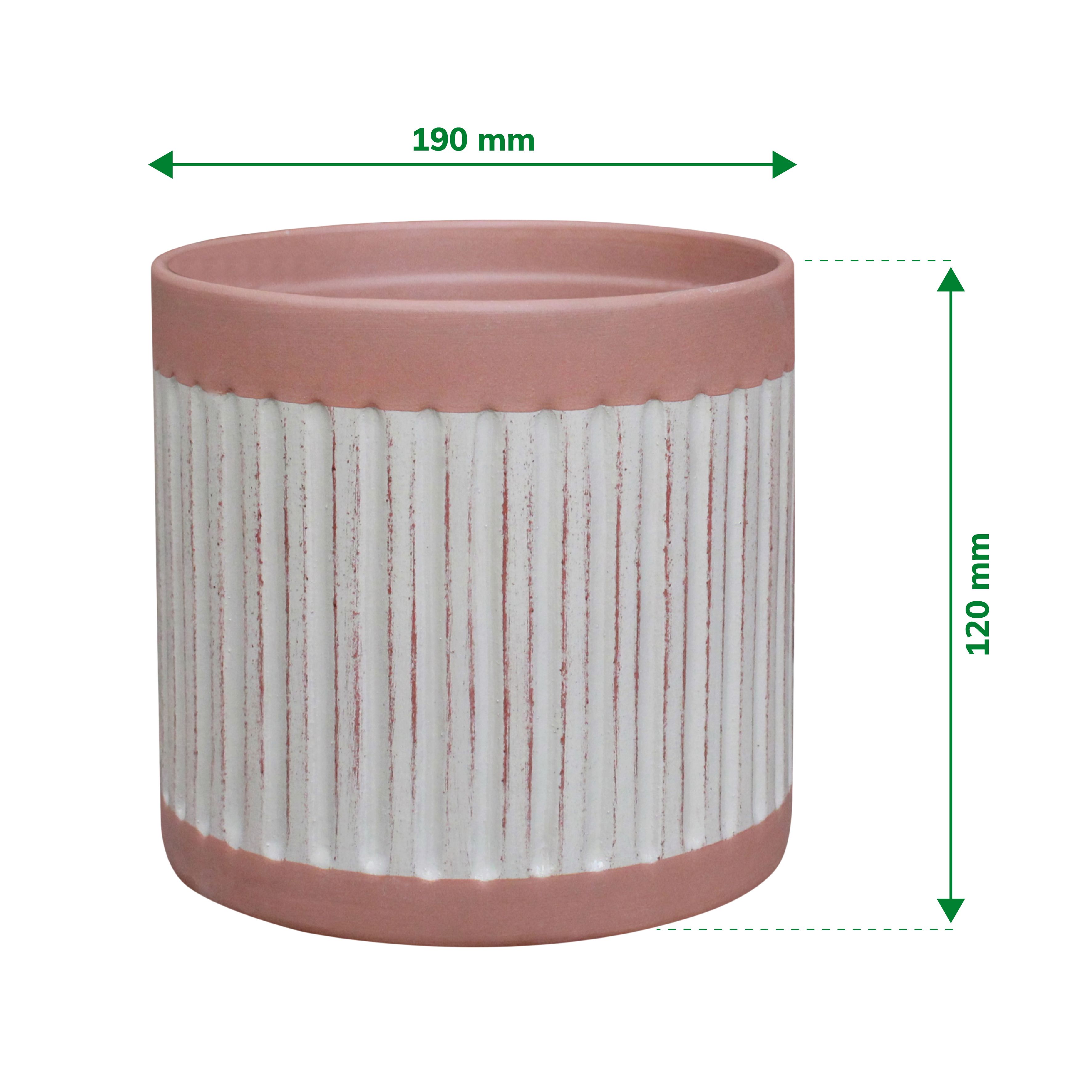 Verve Cream Ribbed Terracotta Plant pot (Dia) 30cm, (H)12cm