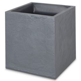 Verve Dallas Dark grey Slate effect Plastic Square Plant pot (Dia) 40cm, (H)41cm, 65L