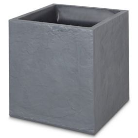 Verve Dallas Dark grey Slate effect Plastic Square Plant pot (Dia)40cm