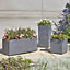 Verve Dallas Dark grey Slate effect Plastic Square Plant pot (Dia)40cm