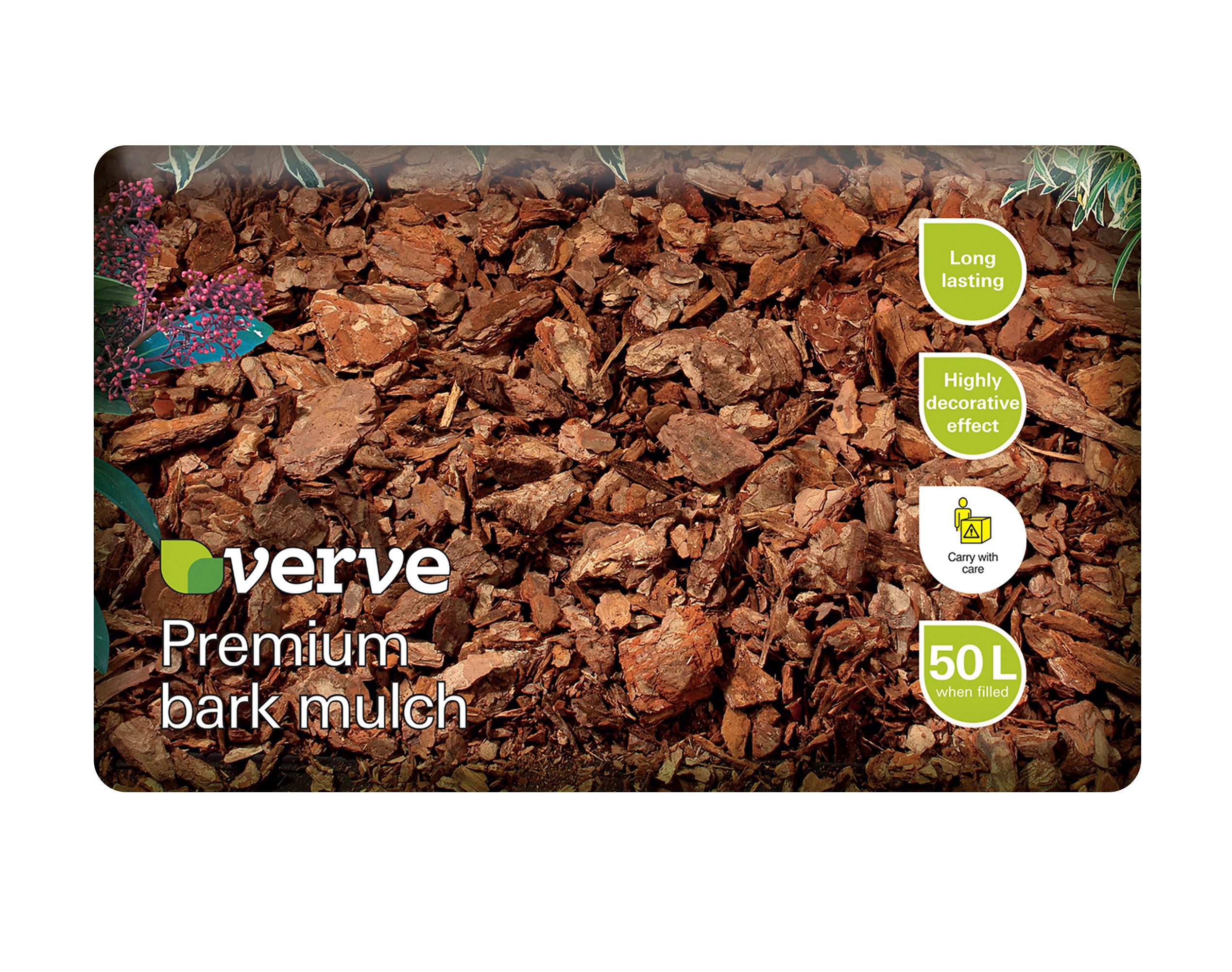 Verve Dark Brown Bark Chippings 50L Bag | DIY At B&Q