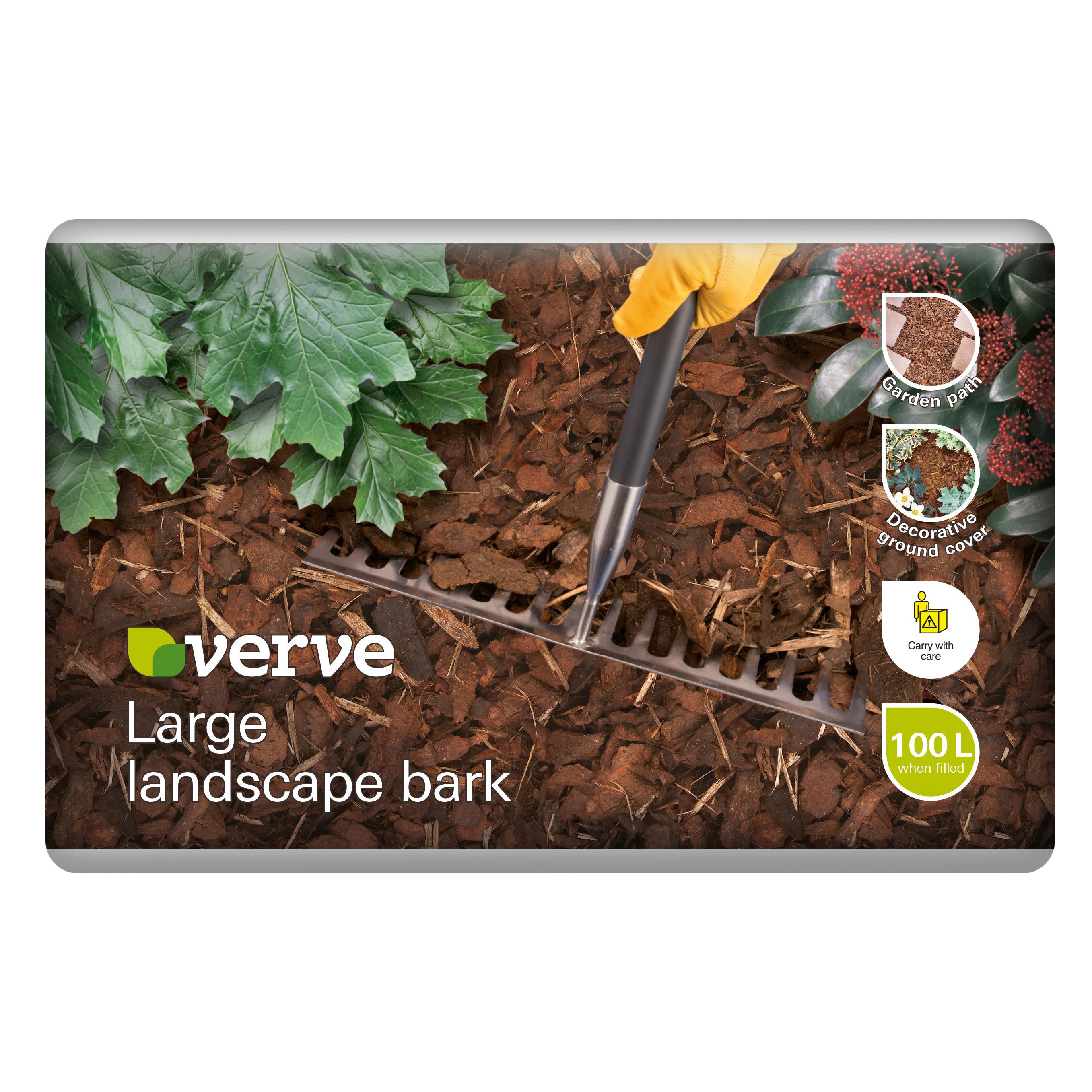 Buy Verve Dark Brown Large Bark Chippings 100L Bag | DIY At B&Q