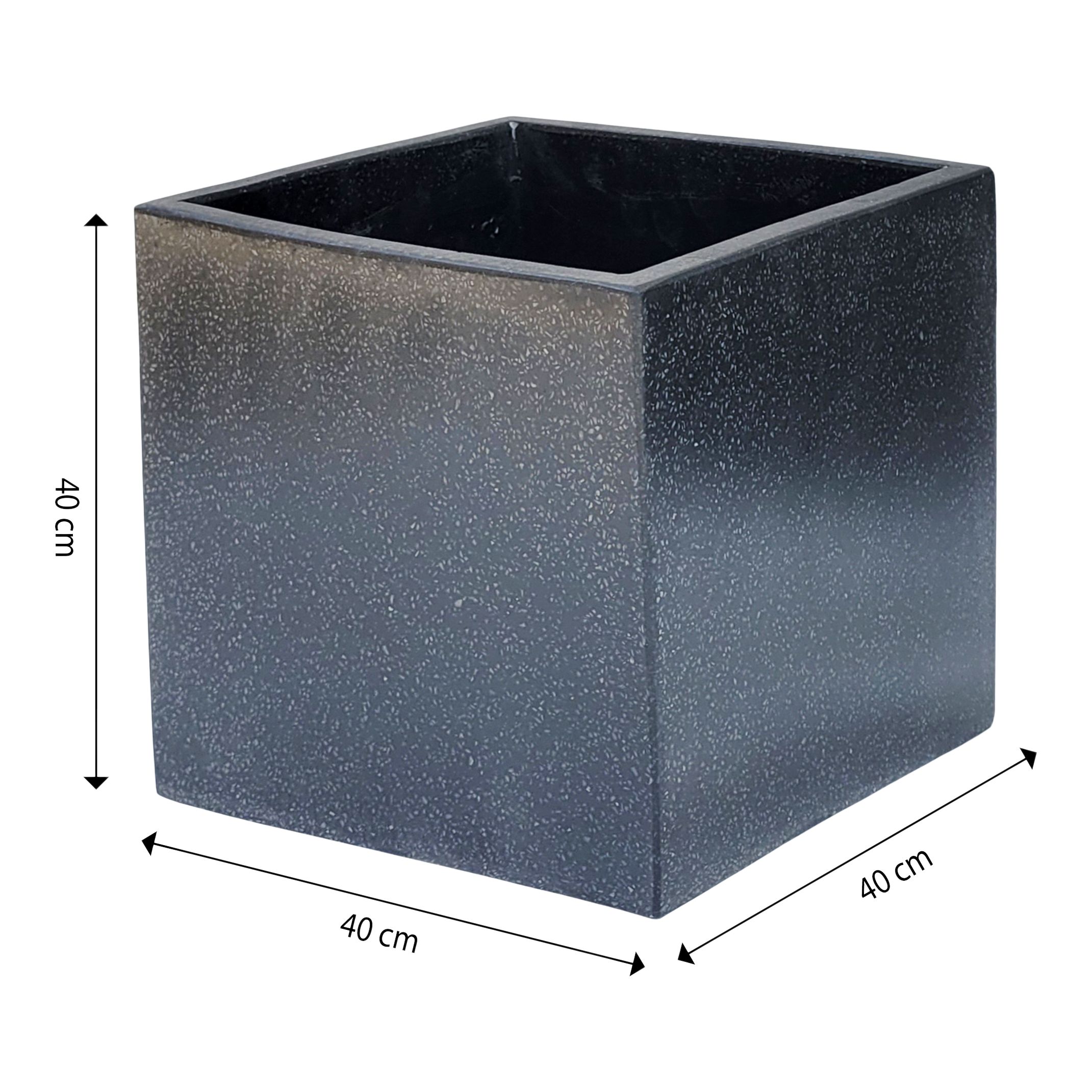 Verve Dark grey Square Planter (H)40cm (W)40cm (D)40cm