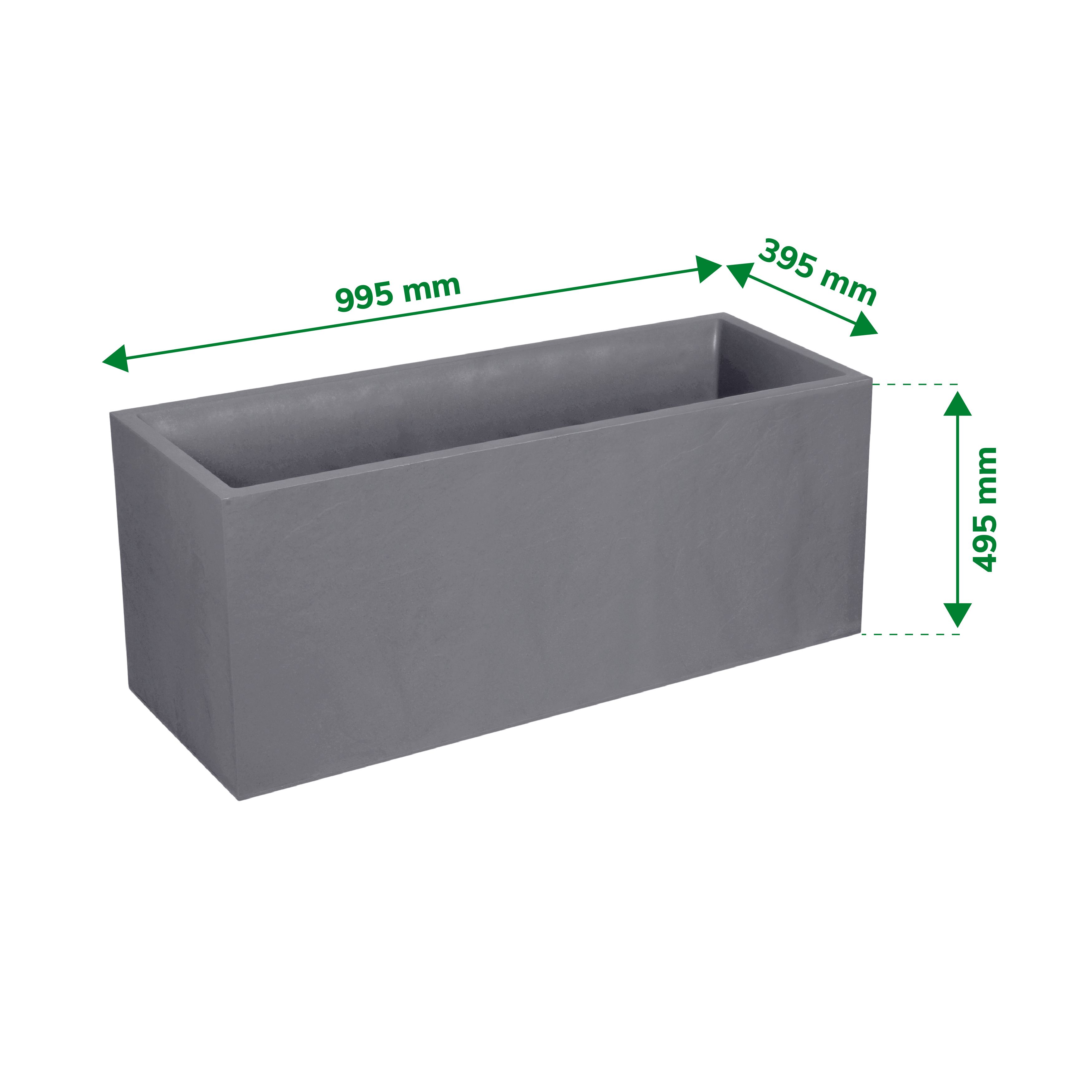 Verve Durdica 98L Light grey Plastic Rectangular Planter (H)43.5cm (W)99.5cm (D)99.5cm