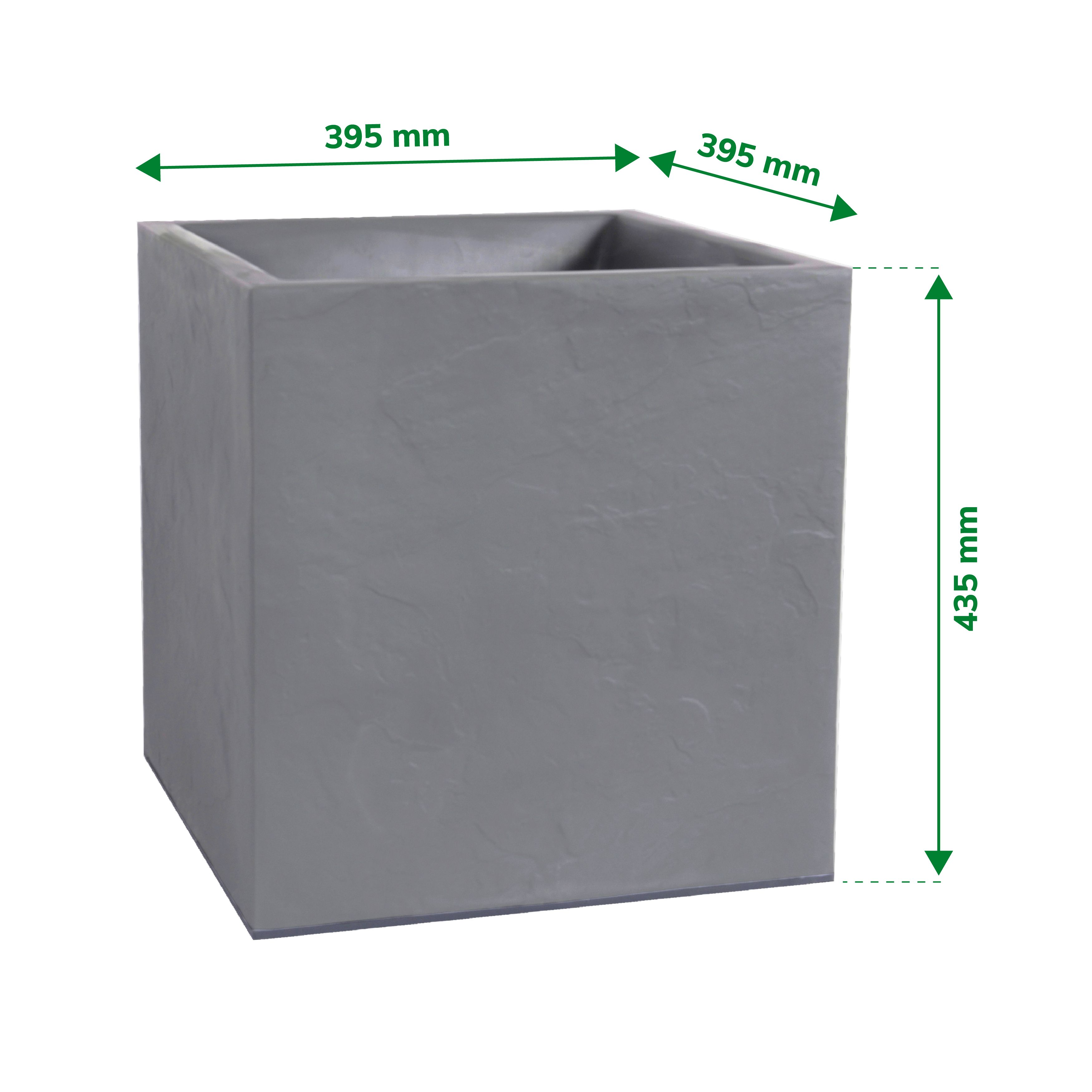 Verve Durdica Light grey Plastic Square Planter (H)43.5cm (W)39.5cm