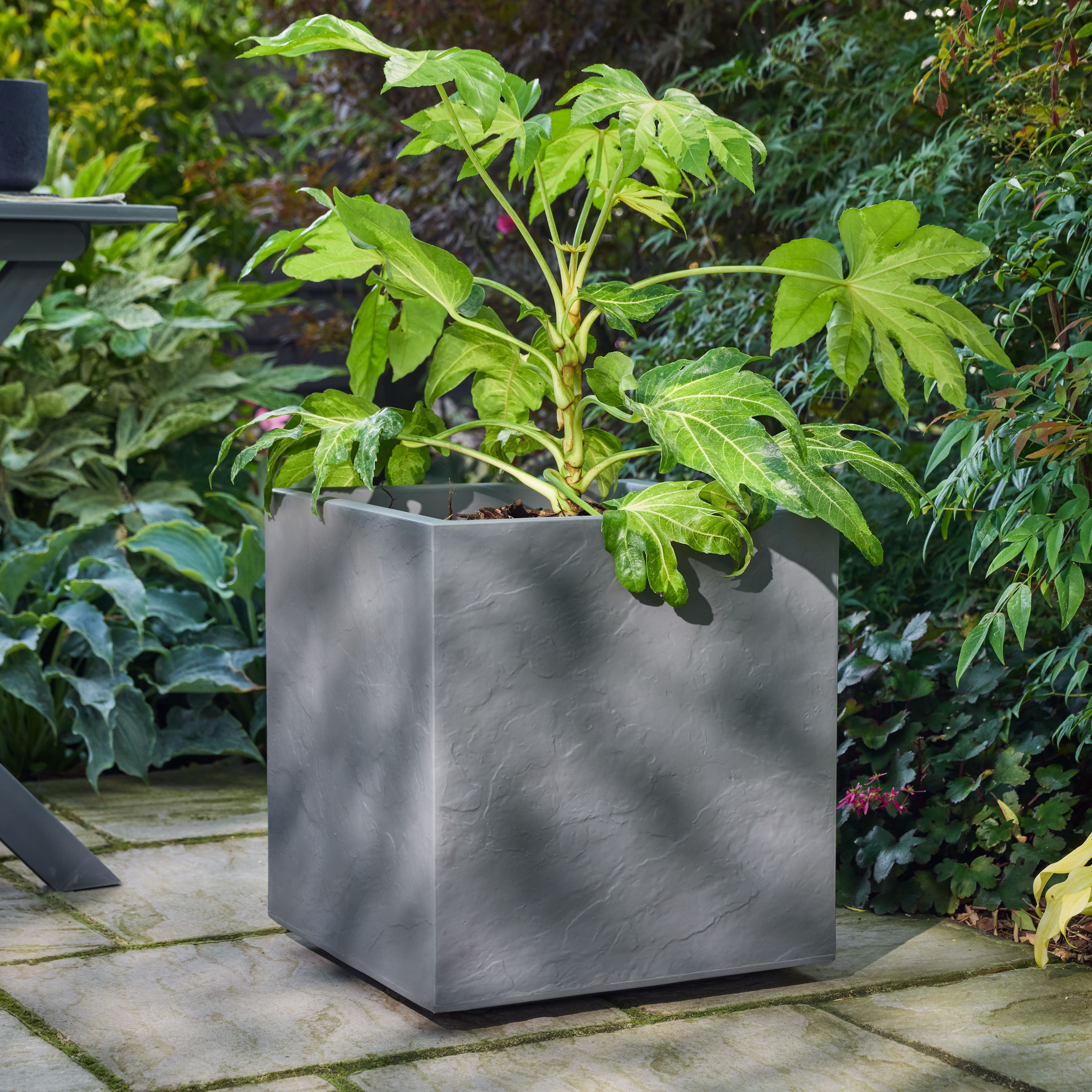 Verve Durdica Light grey Plastic Square Planter (H)43.5cm (W)39.5cm