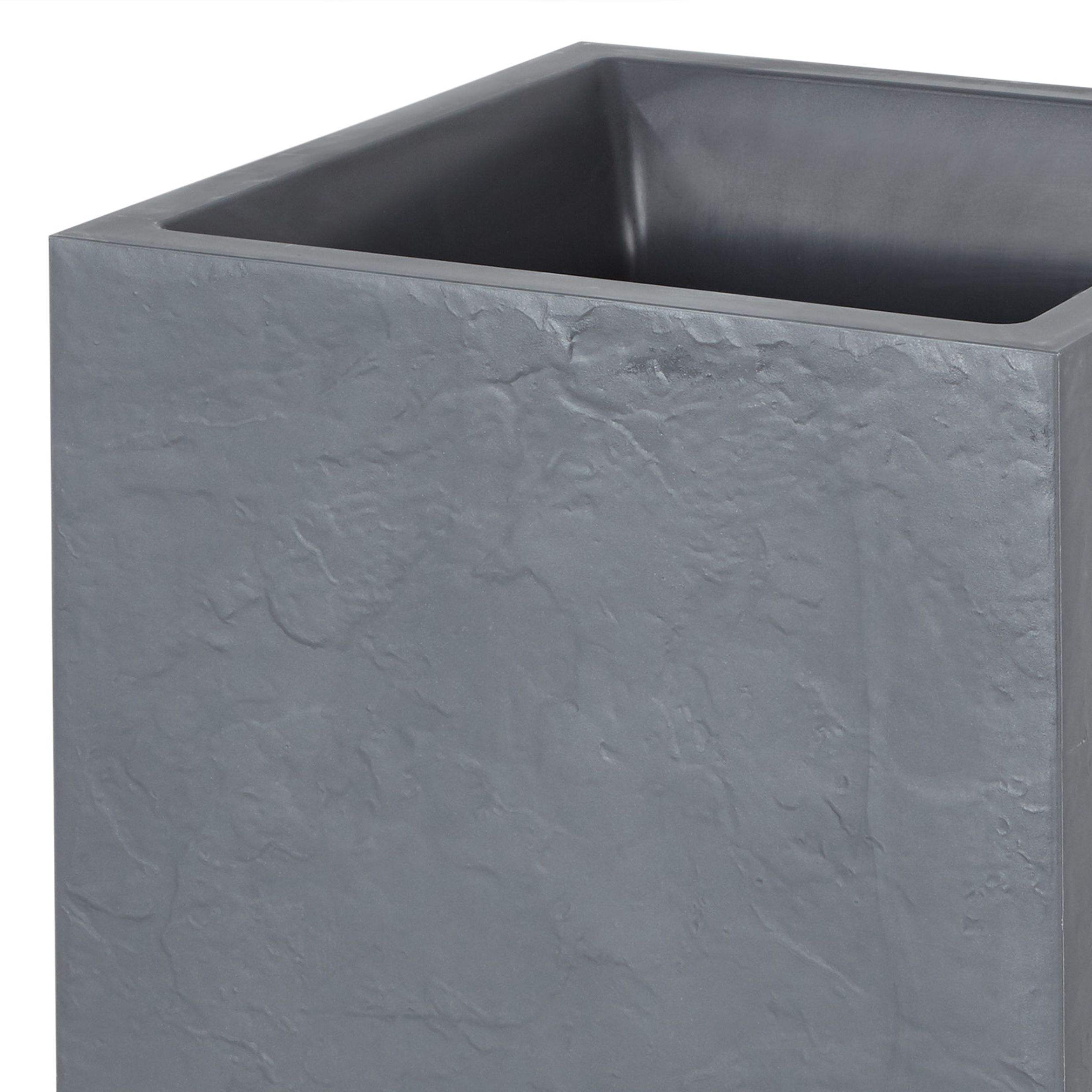 Verve Durdica Matt Dark grey Slate effect Plastic Plant pot (Dia) 39.5cm, (H)43.5cm, 31L