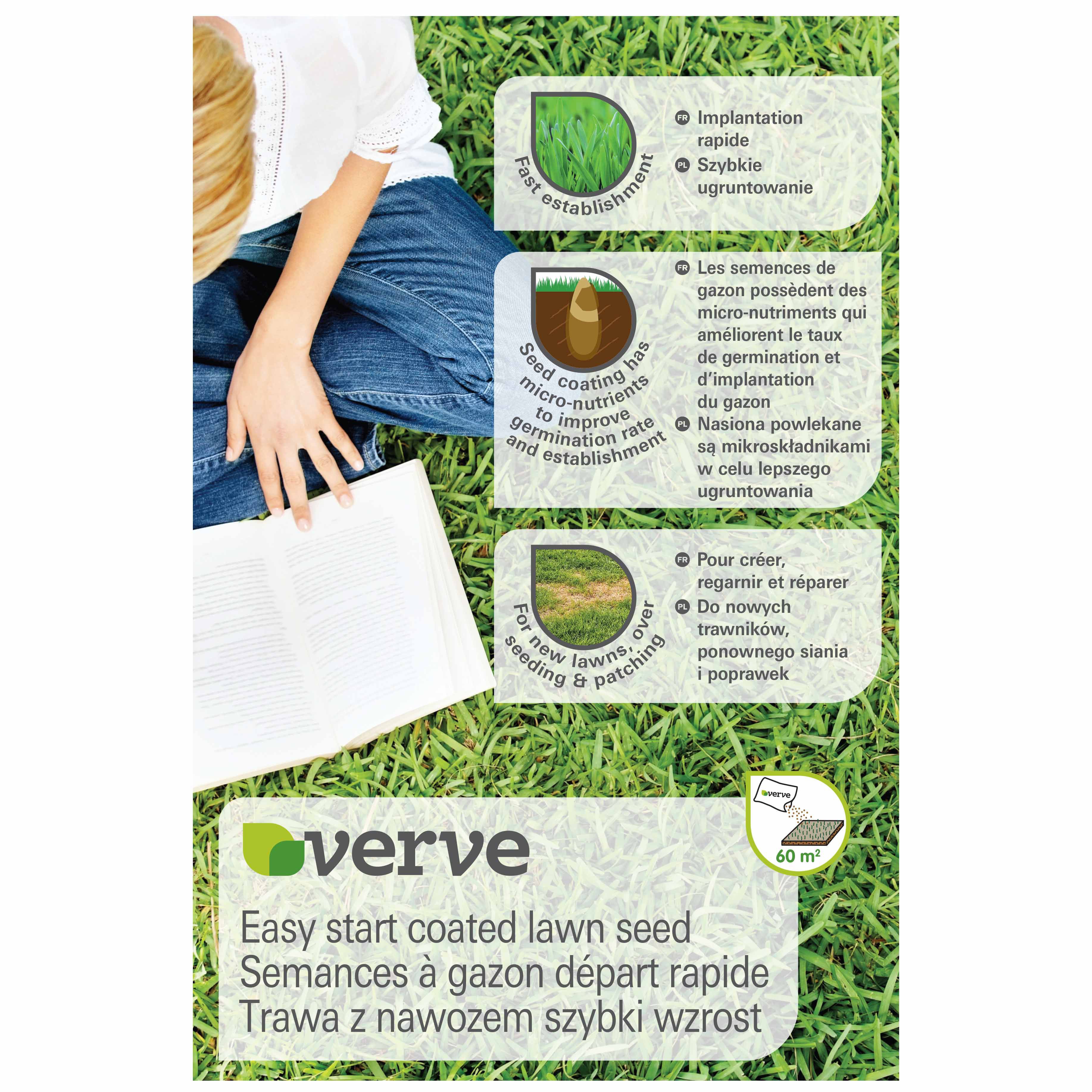 Verve Easy Start Coated Lawn Seed 60m 1 5kg Diy At B Q