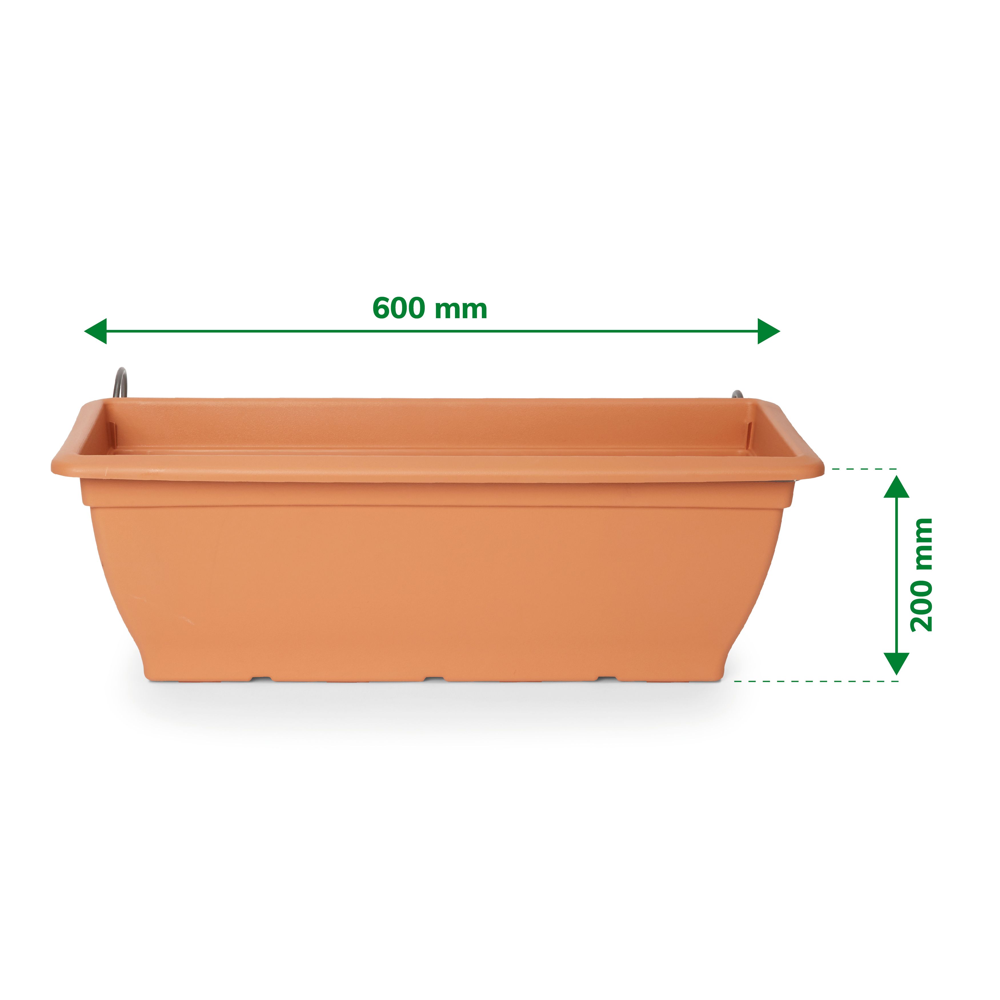 Verve Florus 1.5L Brown Plastic Bell Rectangular Trough (H)20cm (W)24.5cm (D)60cm