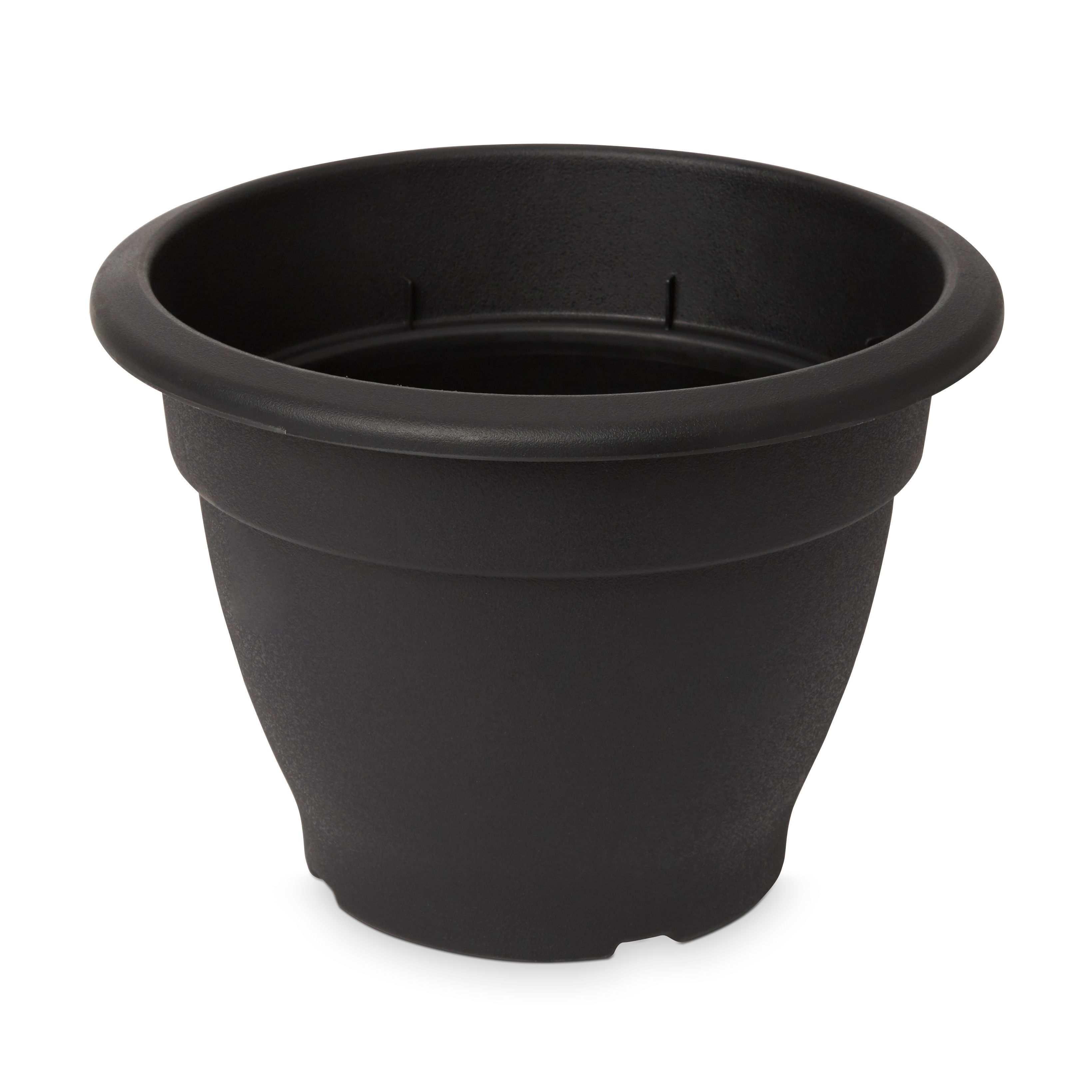 Verve Florus Black Plastic Bell Circular Plant pot (Dia) 30cm, (H)22cm, 9.9L