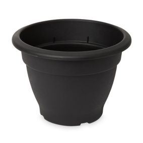 Verve Florus Black Plastic Bell Circular Plant pot (Dia) 30cm, (H)22cm, 9.9L