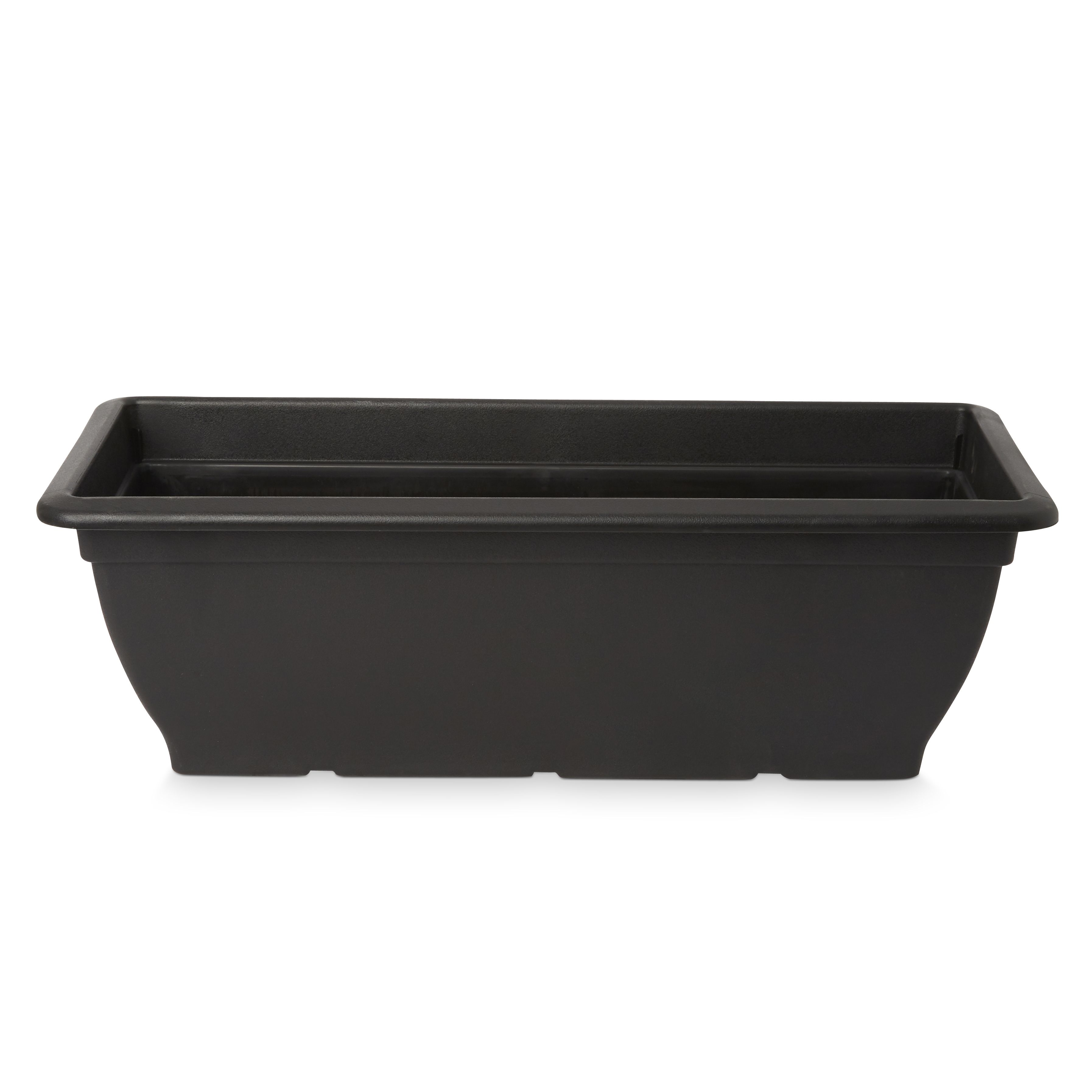 Verve Florus Rectangular Plastic Trough 15L (W)24.5cm- Black