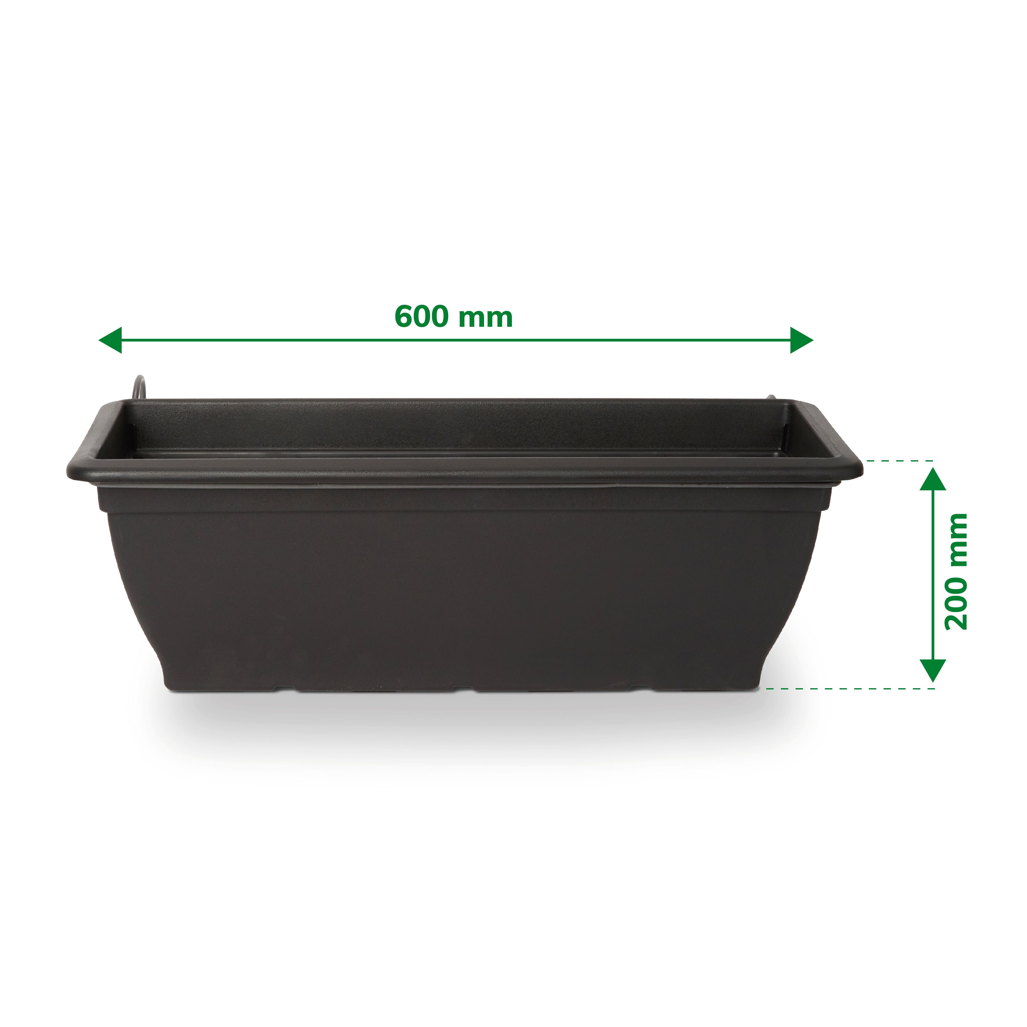 Verve Florus Rectangular Plastic Trough 15L (W)24.5cm- Black