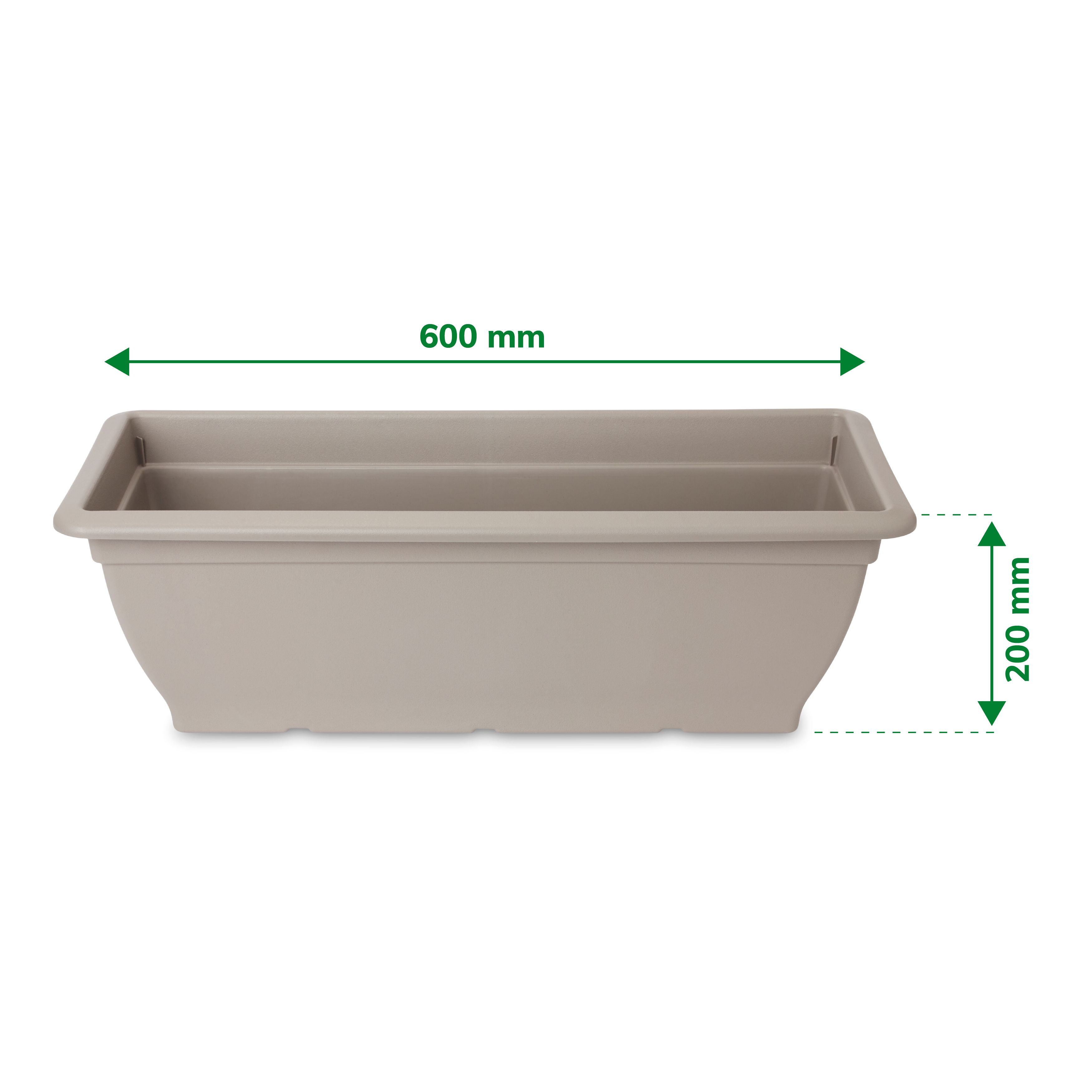 Verve Florus Rectangular Plastic Trough 15L (W)24.5cm- Taupe