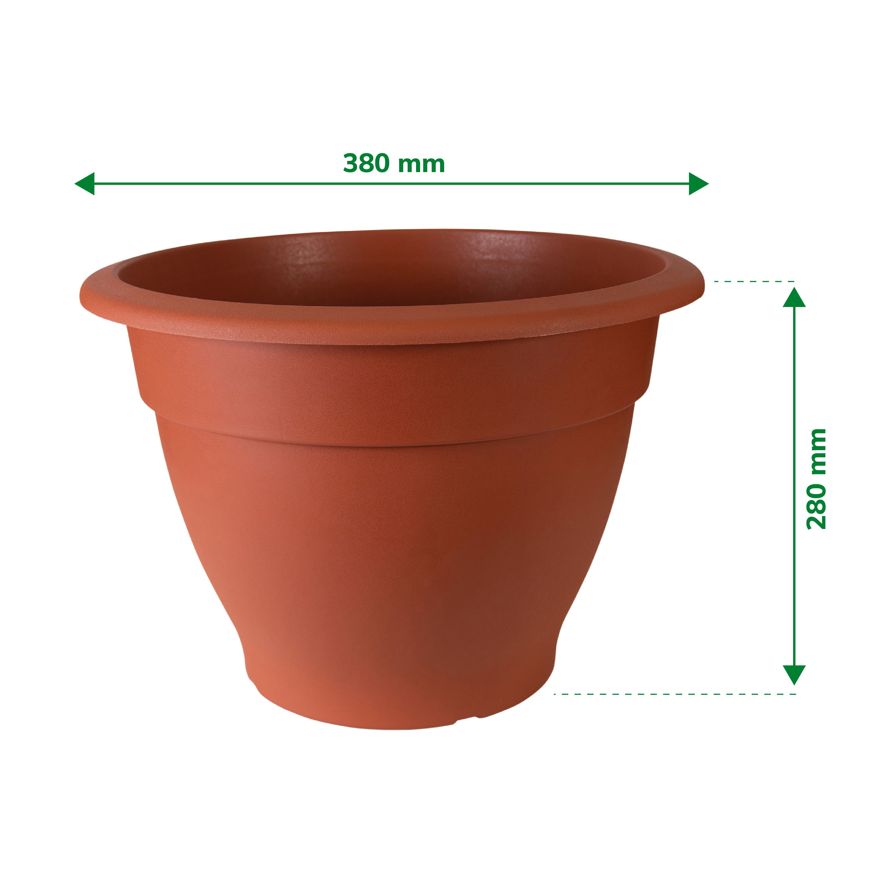 Verve Florus Terracotta Brown Bell Plastic Plant pot (Dia) 38cm, (H)28cm, 20.2L
