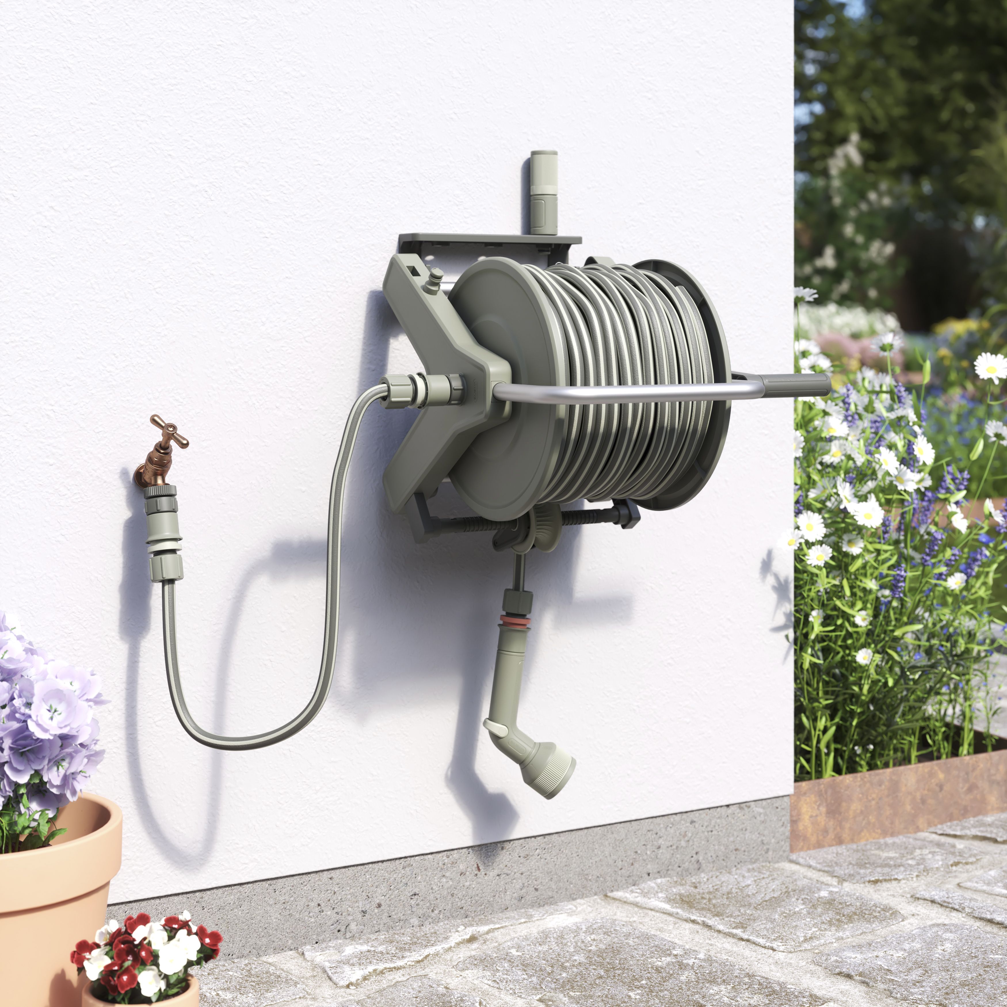 Verve Freestanding or wall-mounted Manual Hose reel & hose (L)25m - 3
