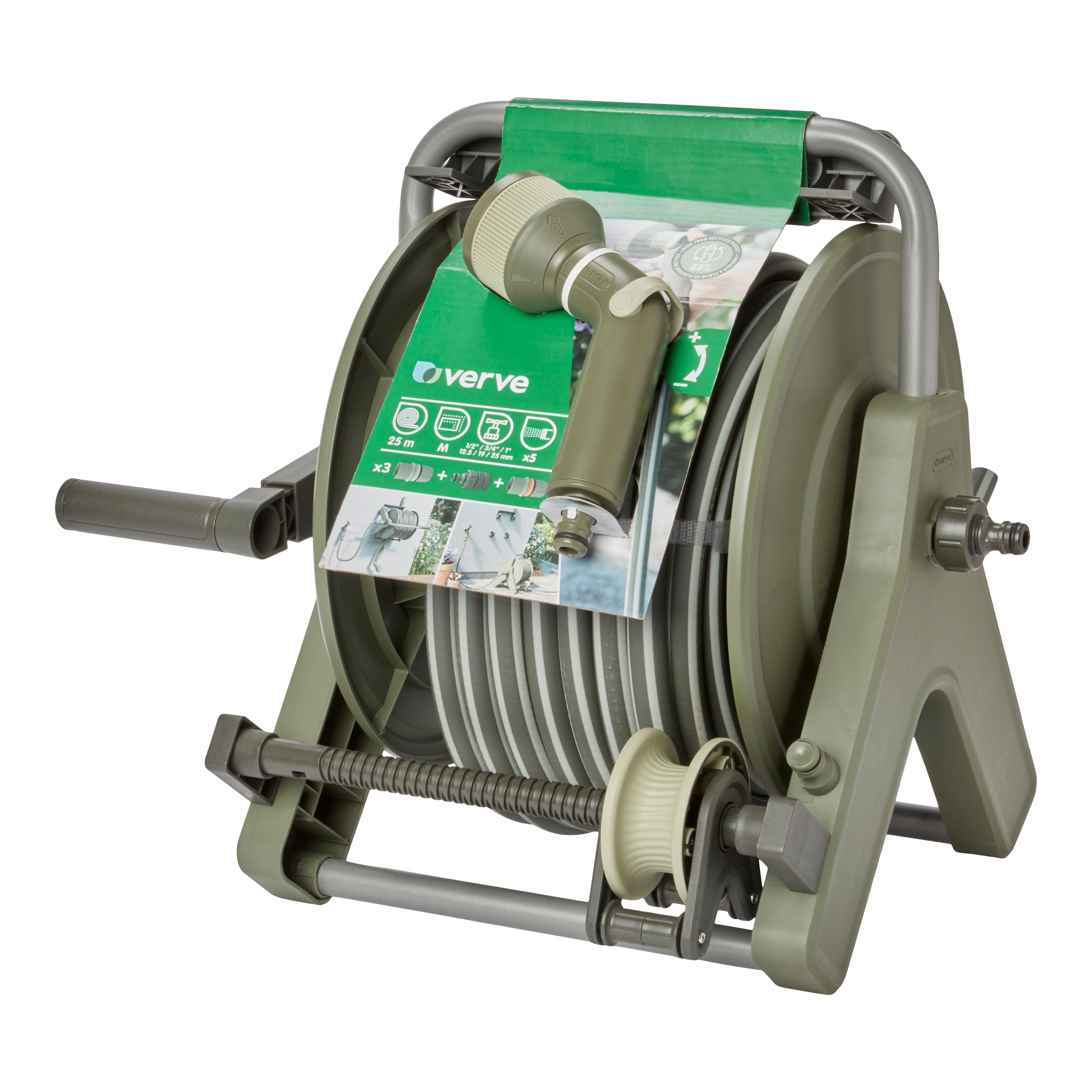 Verve Freestanding or wall-mounted Manual Hose reel & hose (L)25m - 6