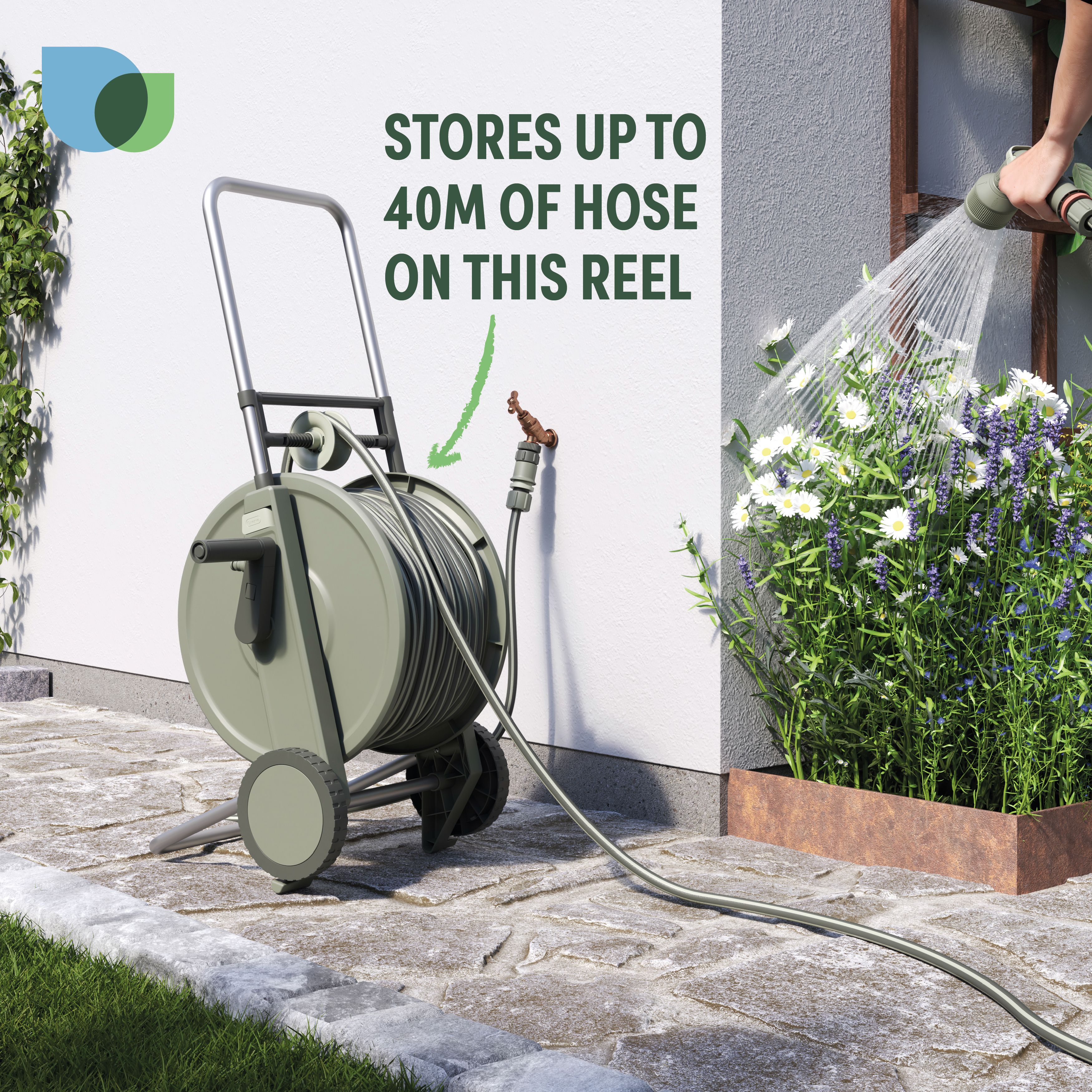Verve Green Freestanding Empty hose cart With wheels