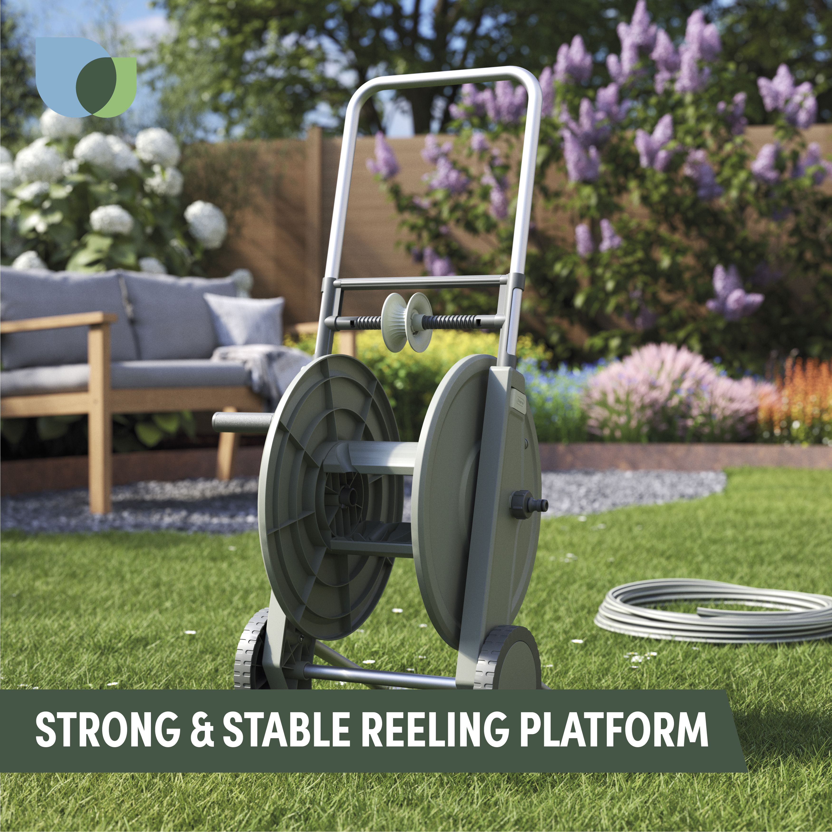 Verve Green Freestanding Empty hose cart With wheels