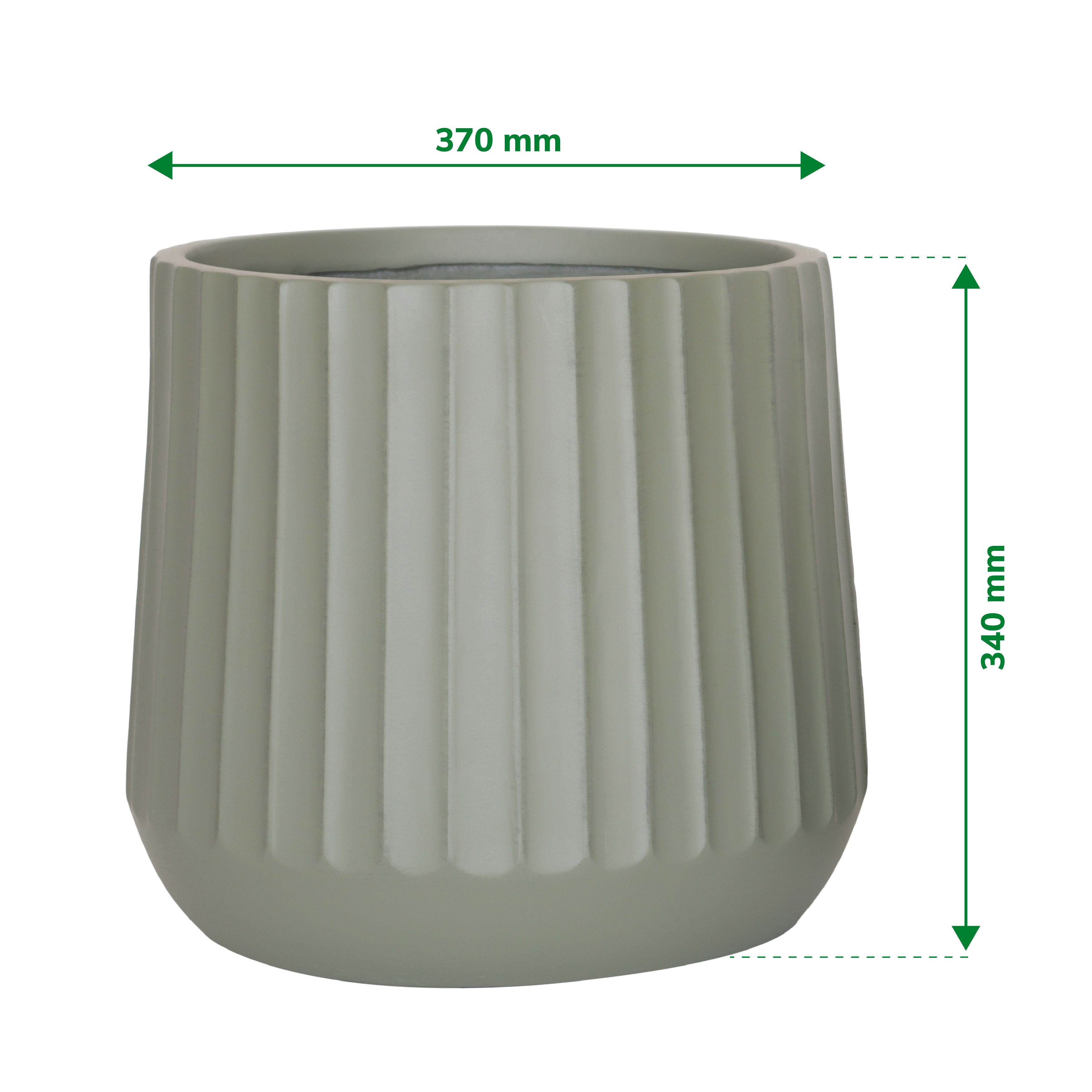 Verve Green Wide ribbed Fibreclay Plant pot (Dia) 37cm, (H)34cm