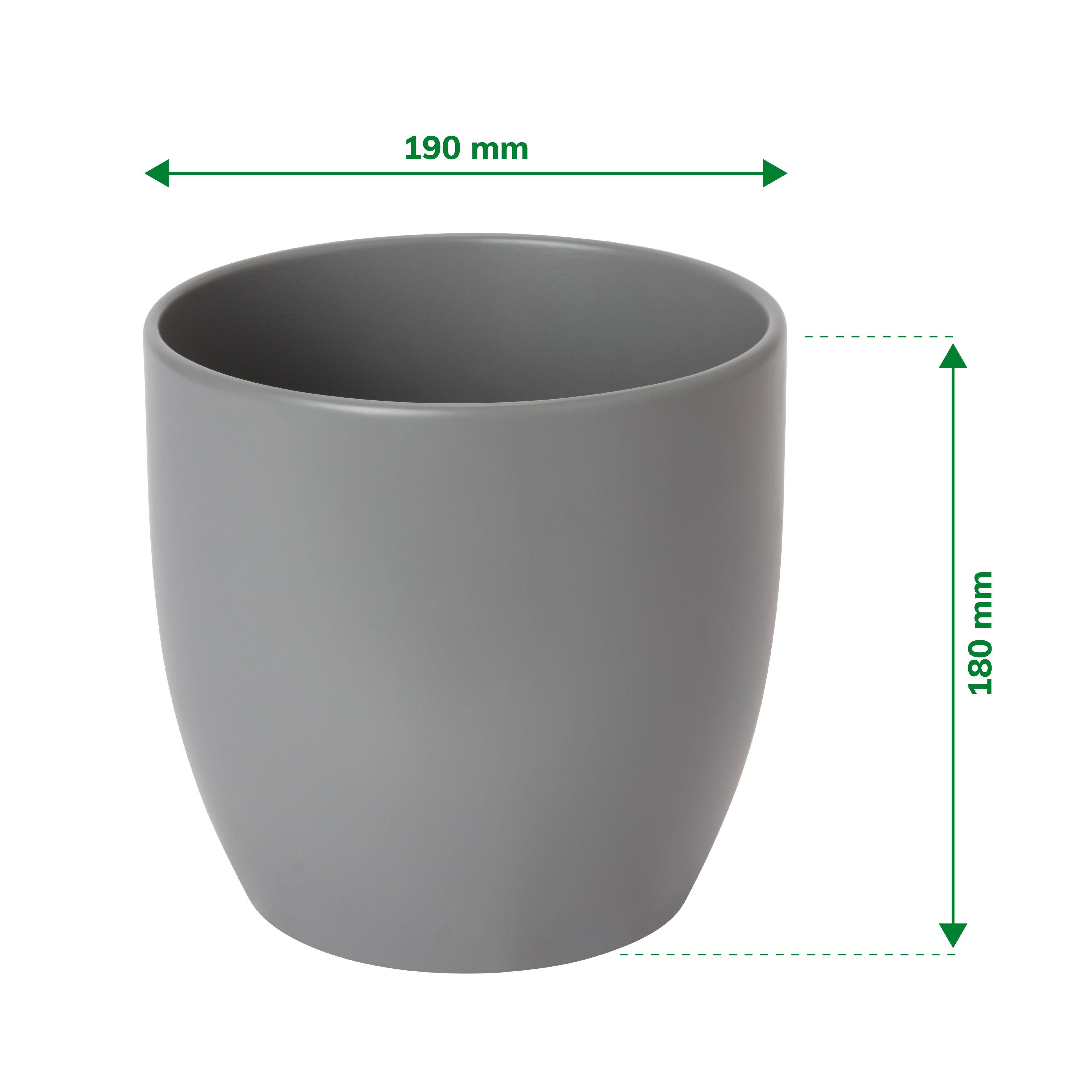 Verve Grey Ceramic Plant pot (Dia) 19cm, (H)18cm, 4L