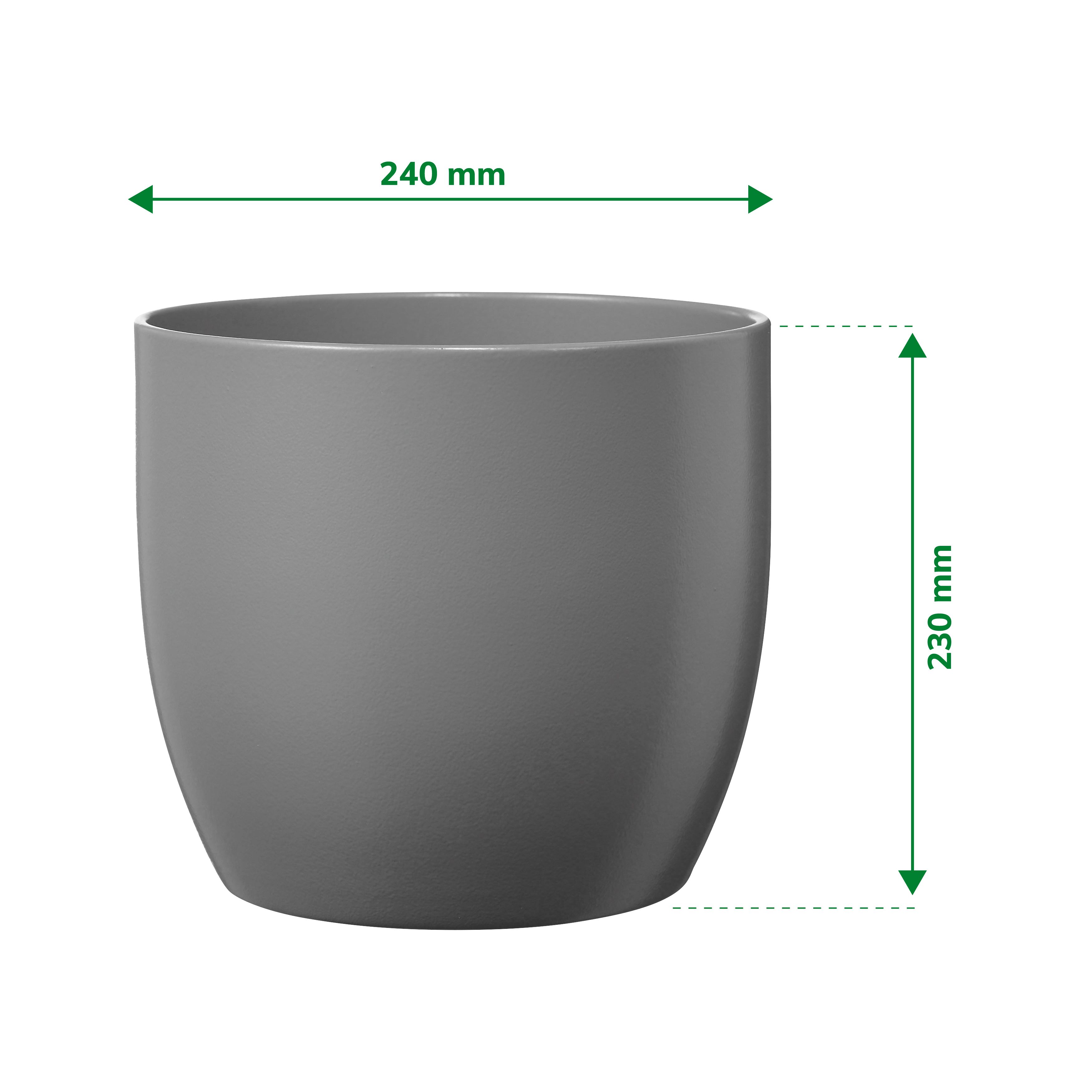 Verve Grey Ceramic Plant pot (Dia) 24cm, (H)23cm, 7.5L