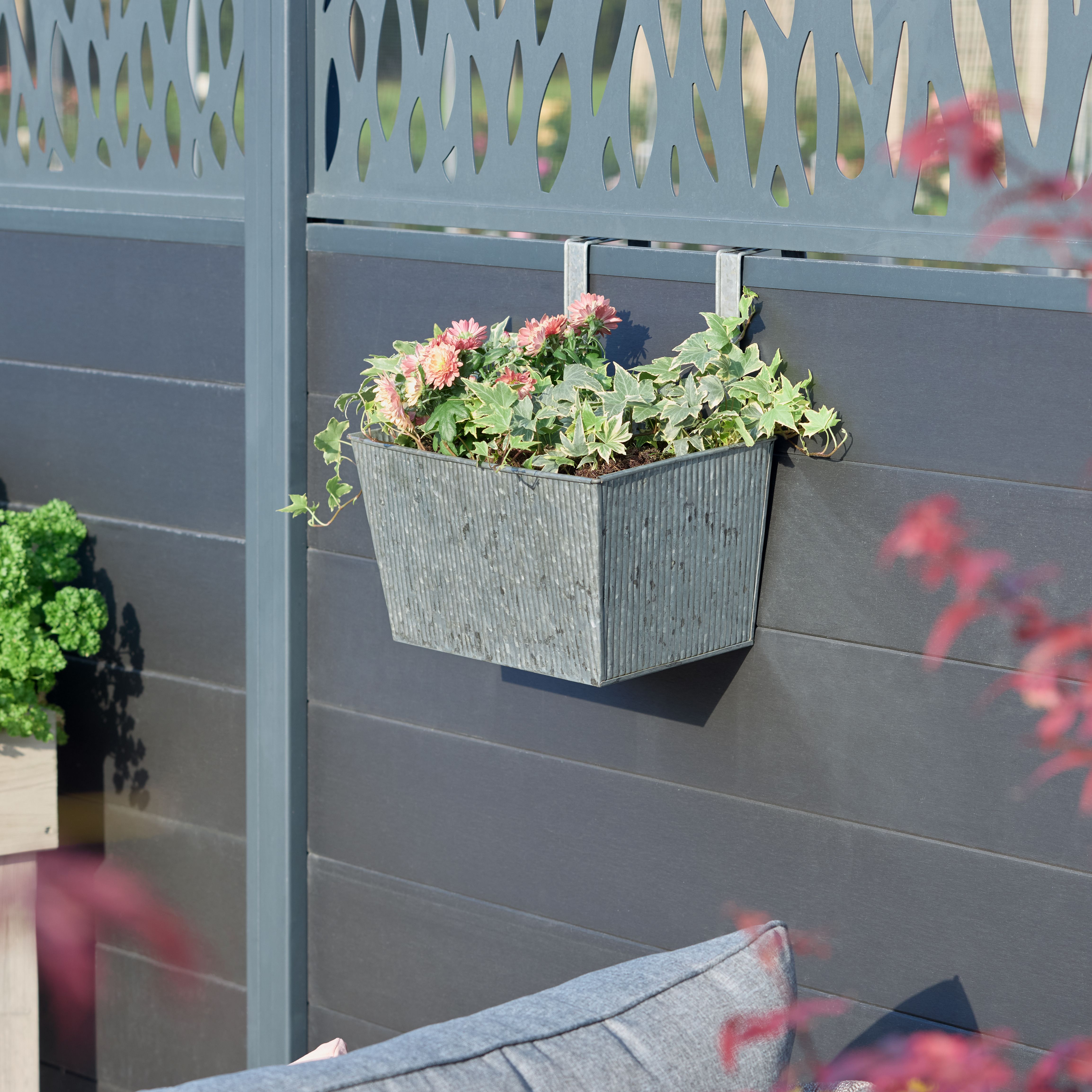 Verve Grey Metal Rectangular Trough (H)20cm (W)20cm (D)34cm