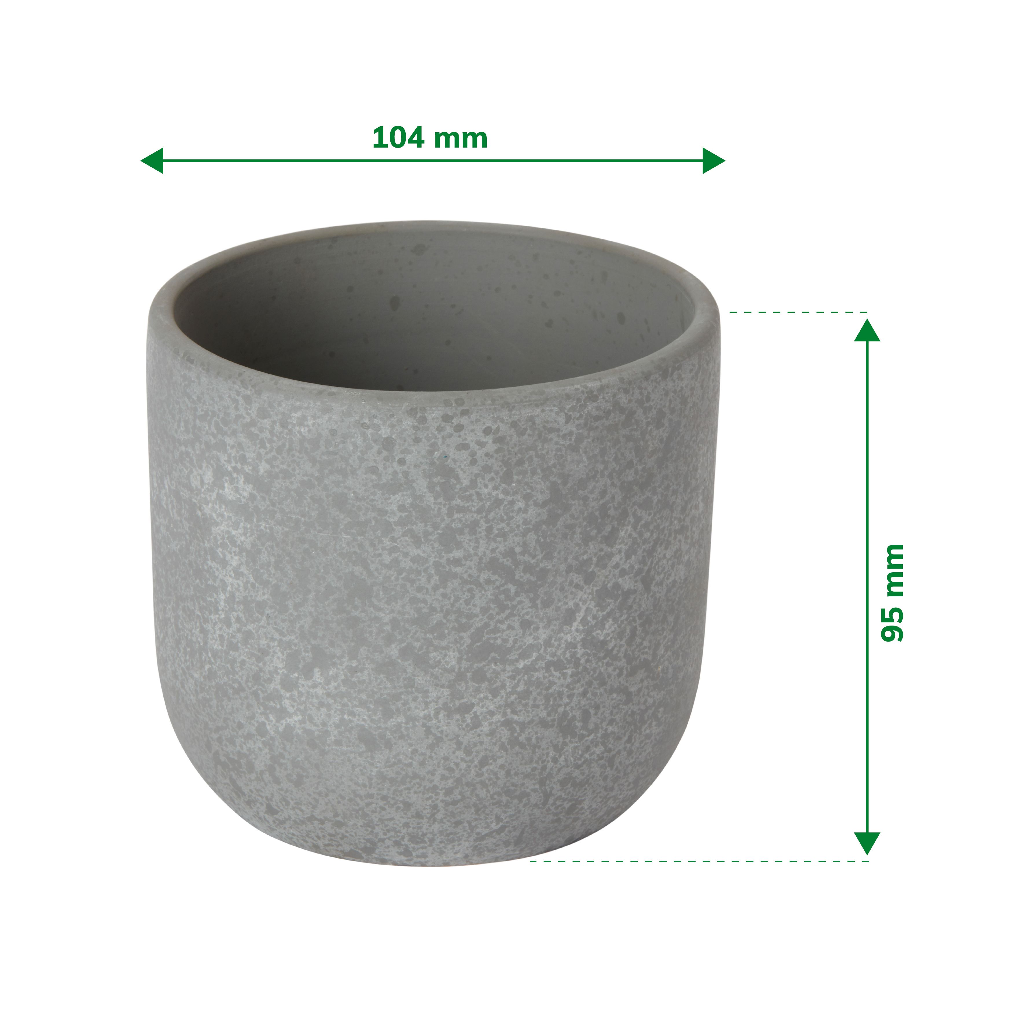 Verve Grey Speckle Concrete Plant pot (Dia) 10.4cm, (H)9.5cm, 500ml