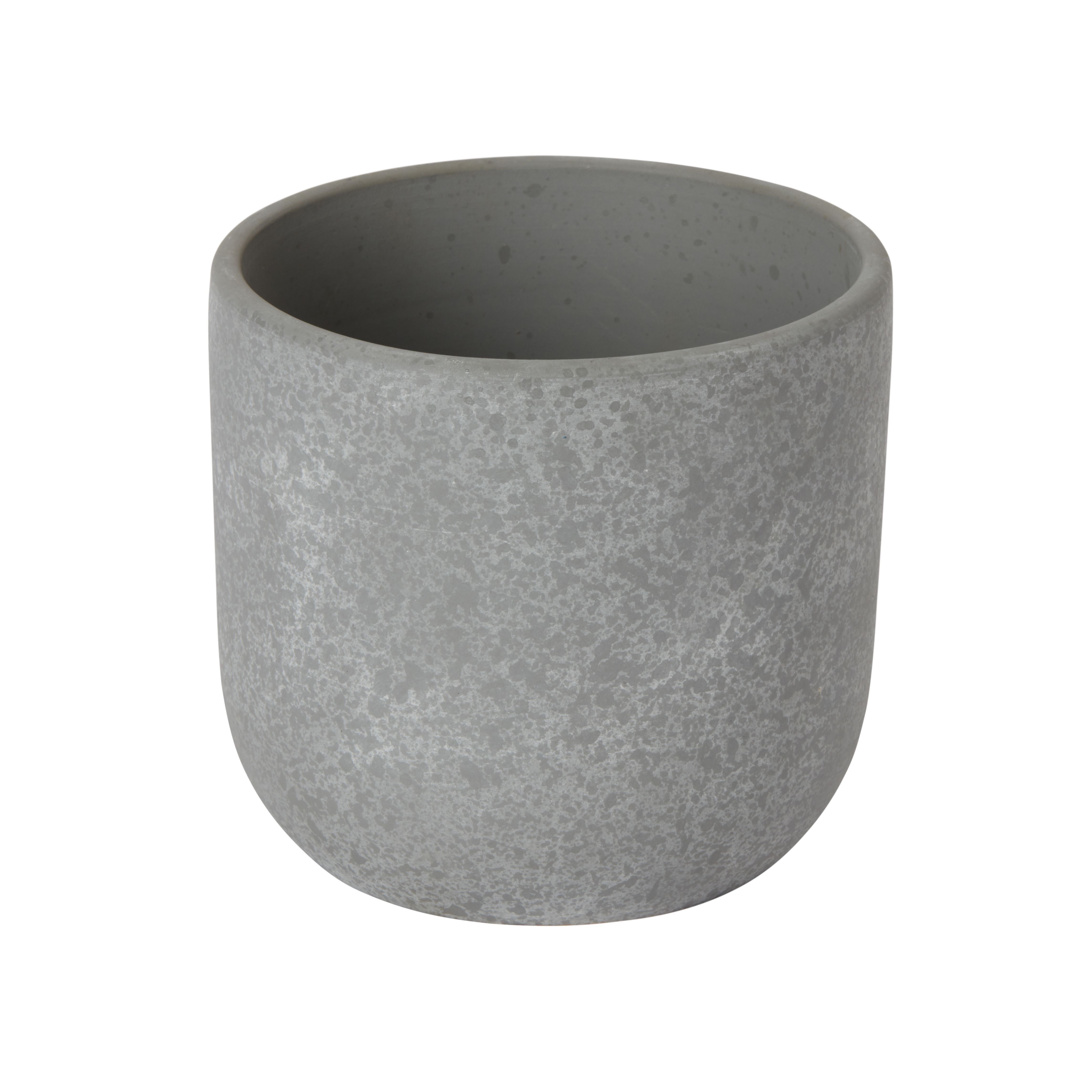 Verve Grey Speckle Concrete Plant pot (Dia) 10.4cm, (H)9.5cm, 500ml