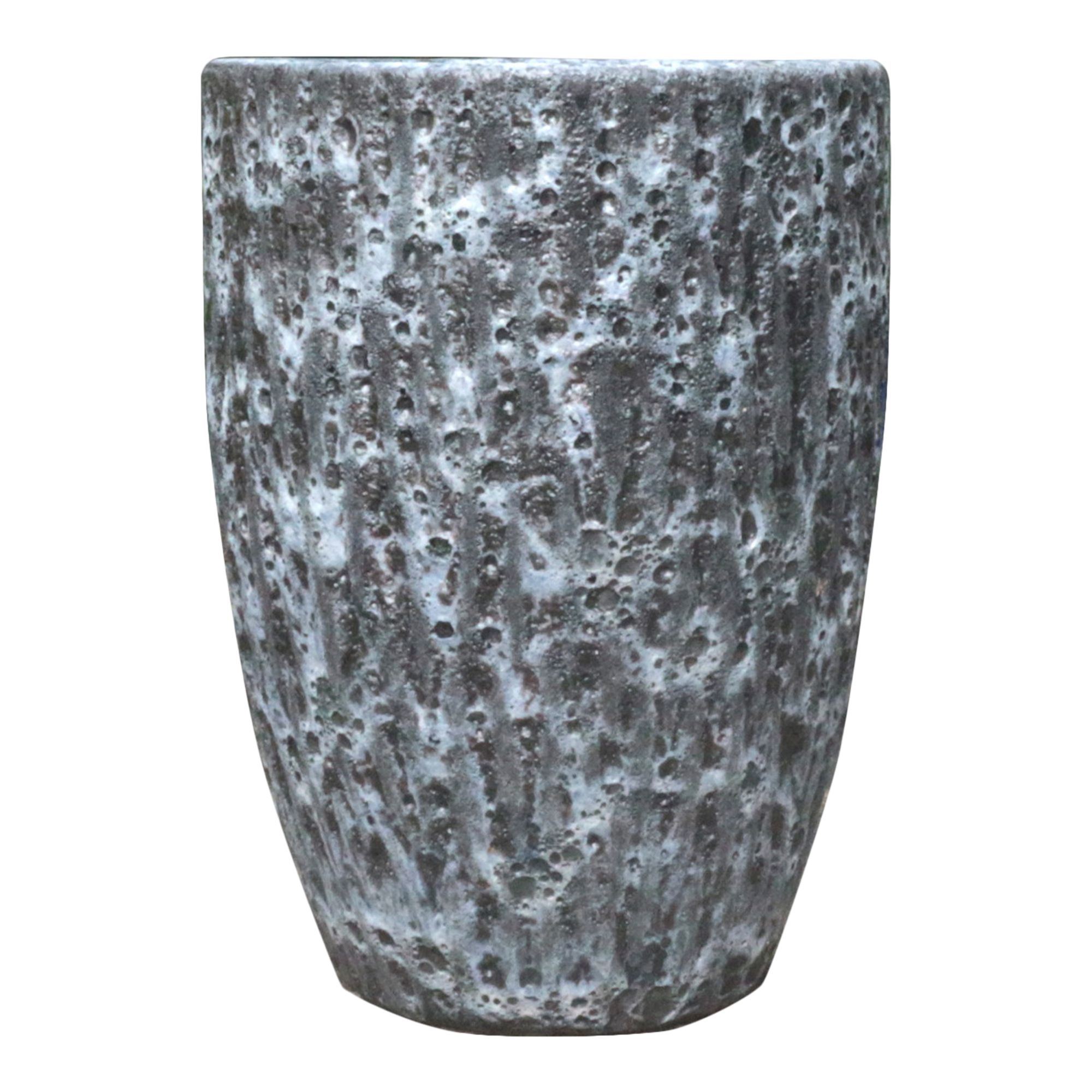Verve Grey Volcanic Ceramic Plant pot (Dia) 25cm, (H)35cm