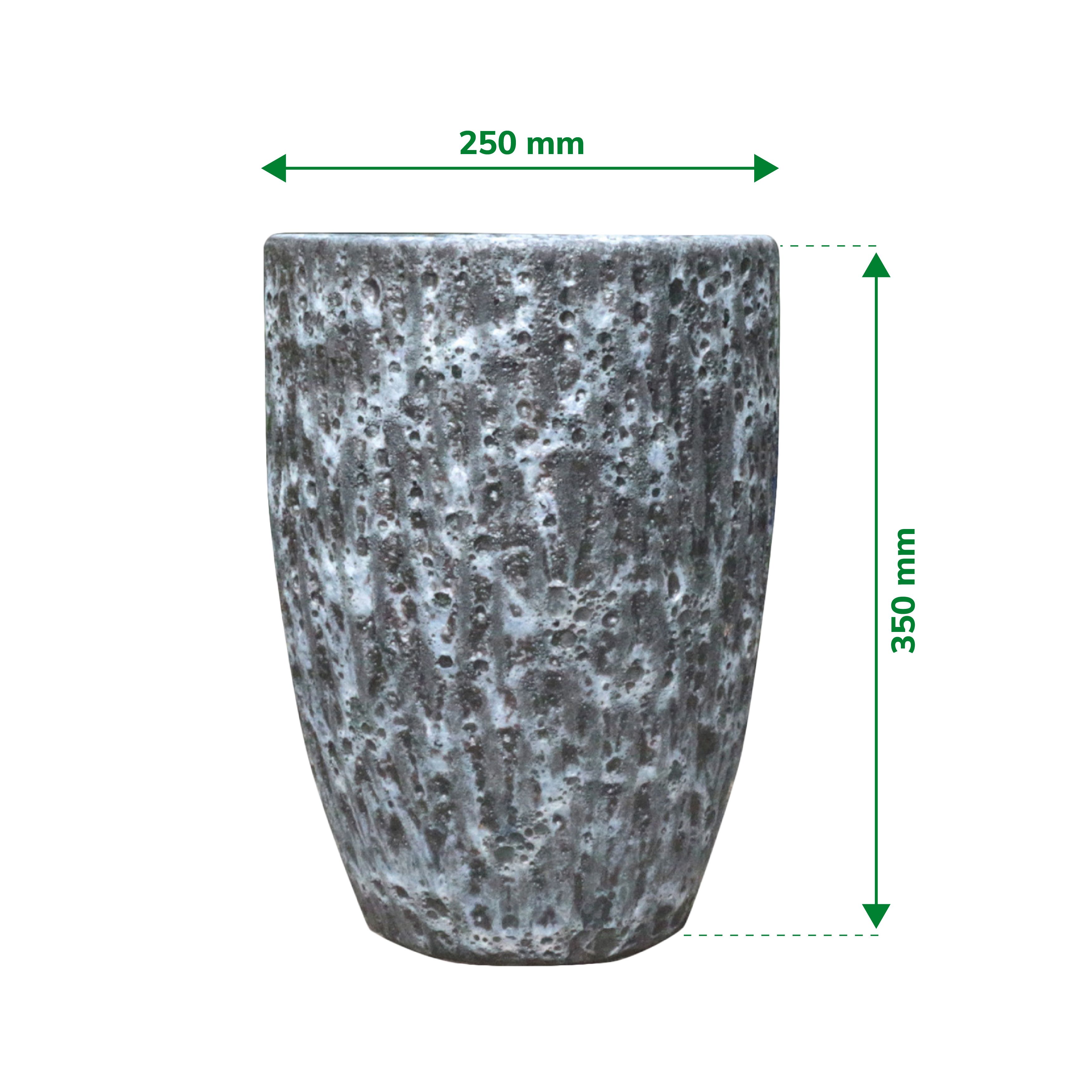 Verve Grey Volcanic Ceramic Plant pot (Dia) 25cm, (H)35cm