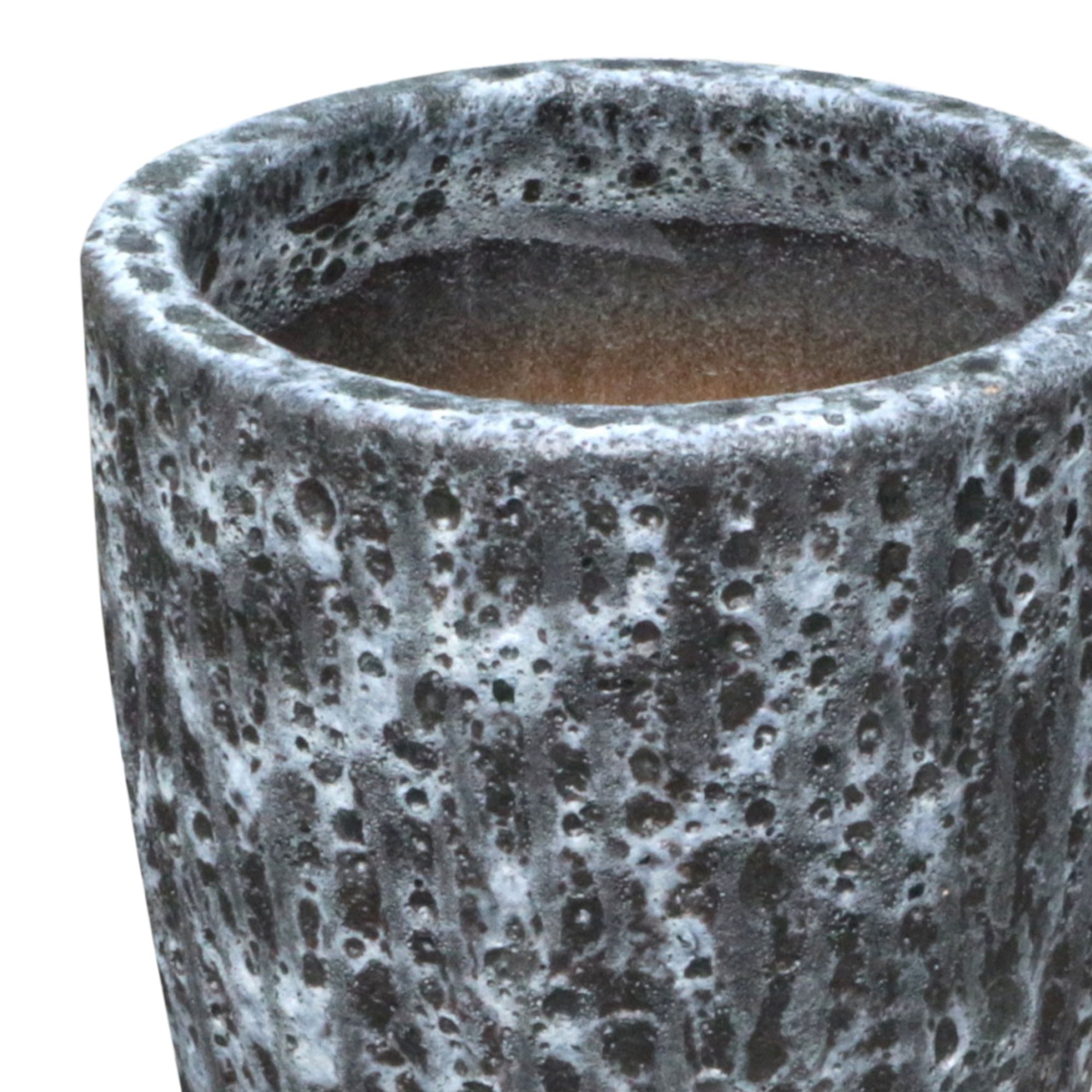 Verve Grey Volcanic Ceramic Plant pot (Dia) 25cm, (H)35cm