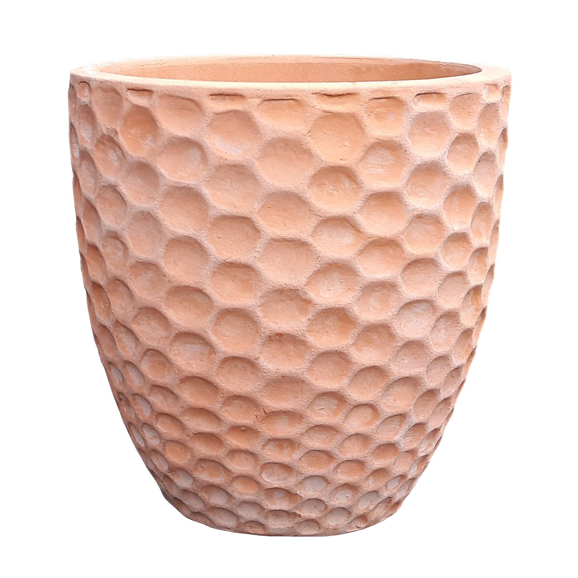 Verve Gudenå Natural Terracotta Honeycomb Circular Plant pot (Dia) 32cm, (H)31.5cm, 21L