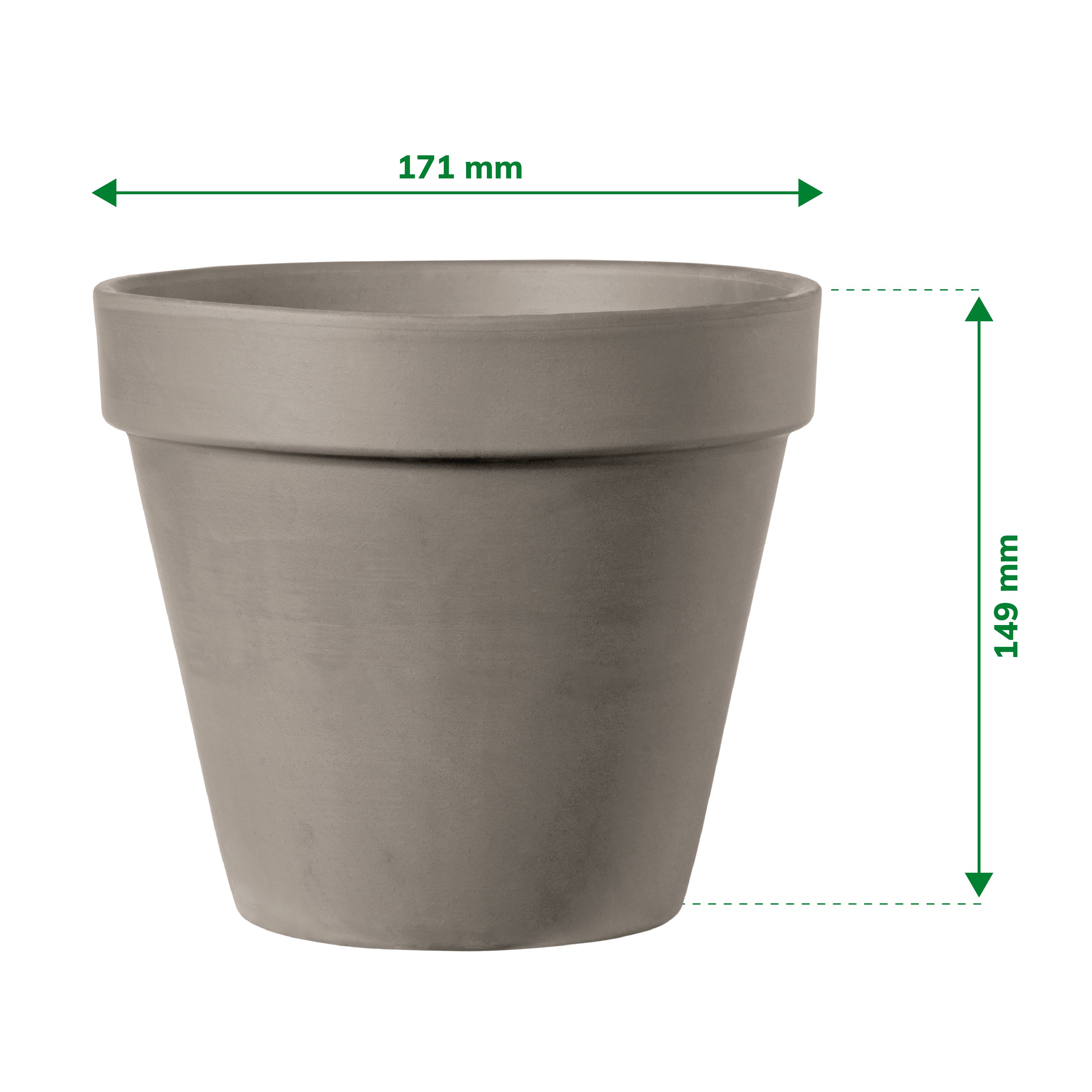 Verve Laleh Grey Terracotta Grow pot (Dia) 17.1cm, (H)14.9cm, 2L