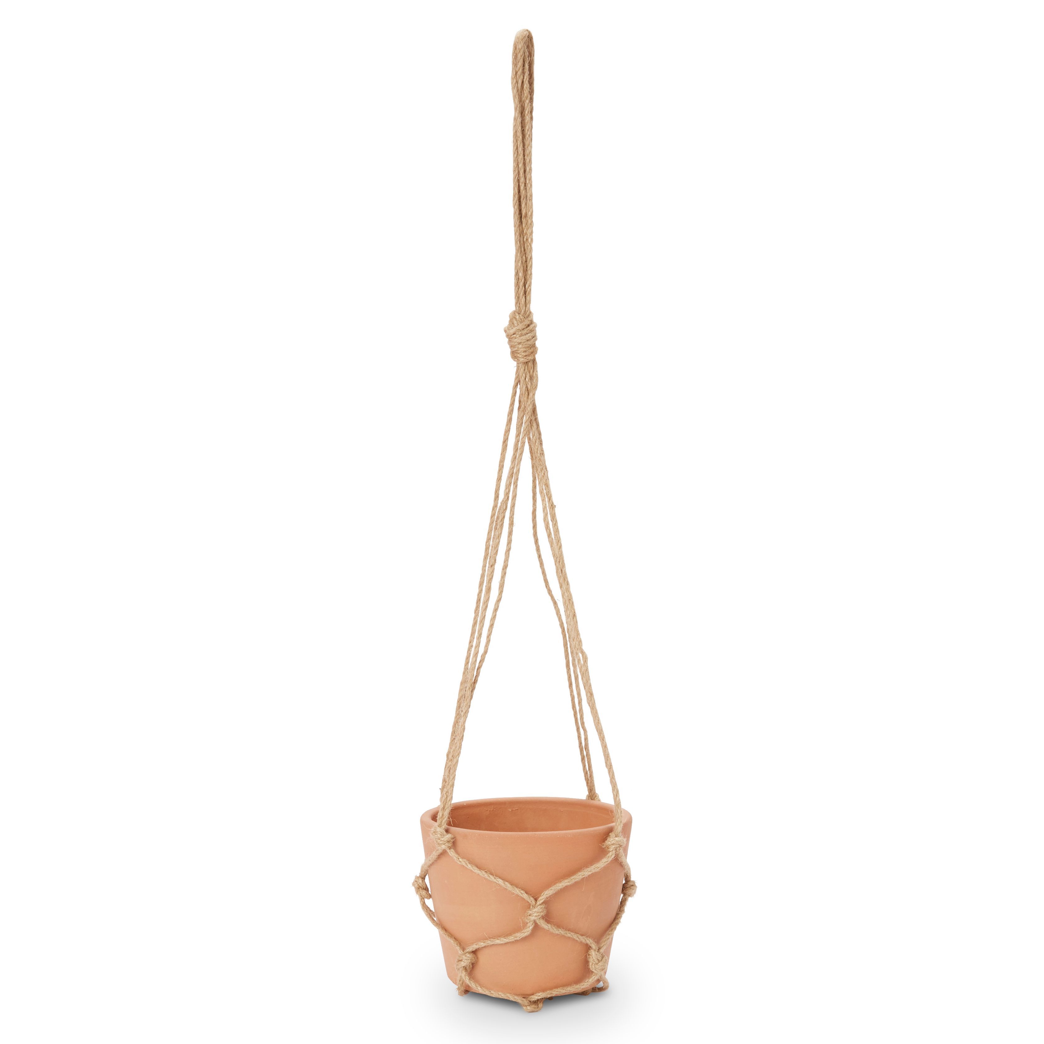 Verve Laleh Terracotta Circular Hanging pot (Dia) 15cm, (H)12cm, 1.5L