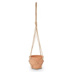 Verve Laleh Terracotta Circular Hanging pot (Dia) 15cm, (H)12cm, 1.5L