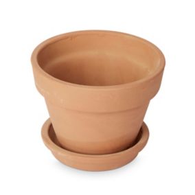 Verve Laleh Terracotta Circular Plant pot (Dia)13.5cm, Pack of 3