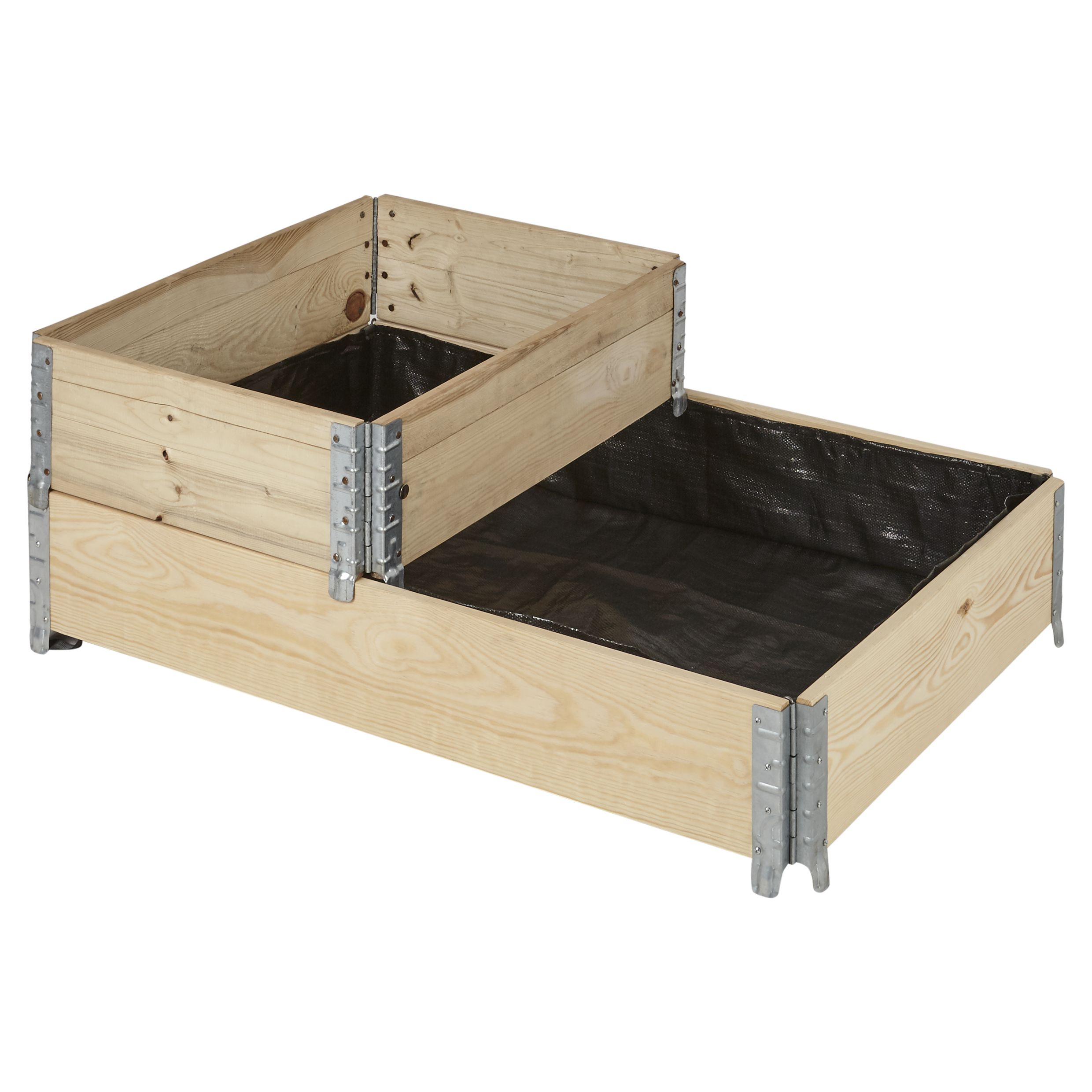 Verve Large Pine & steel Rectangular Raised bed kit 0.96m² (L)120cm x (W)80cm x (H)20cm