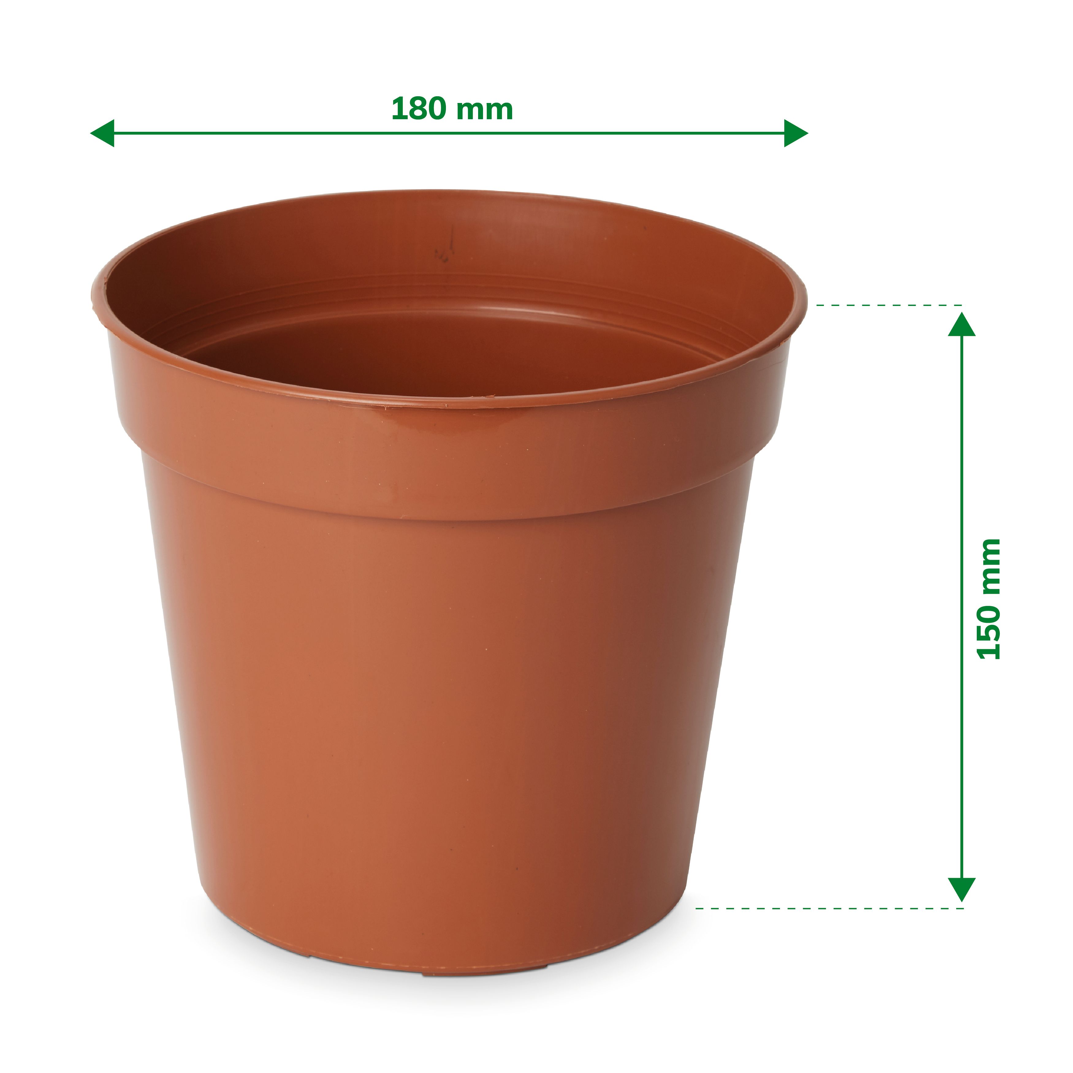 Verve Lei Terracotta Brown Plastic Grow pot (Dia) 18cm, (H)15cm, 2.43L