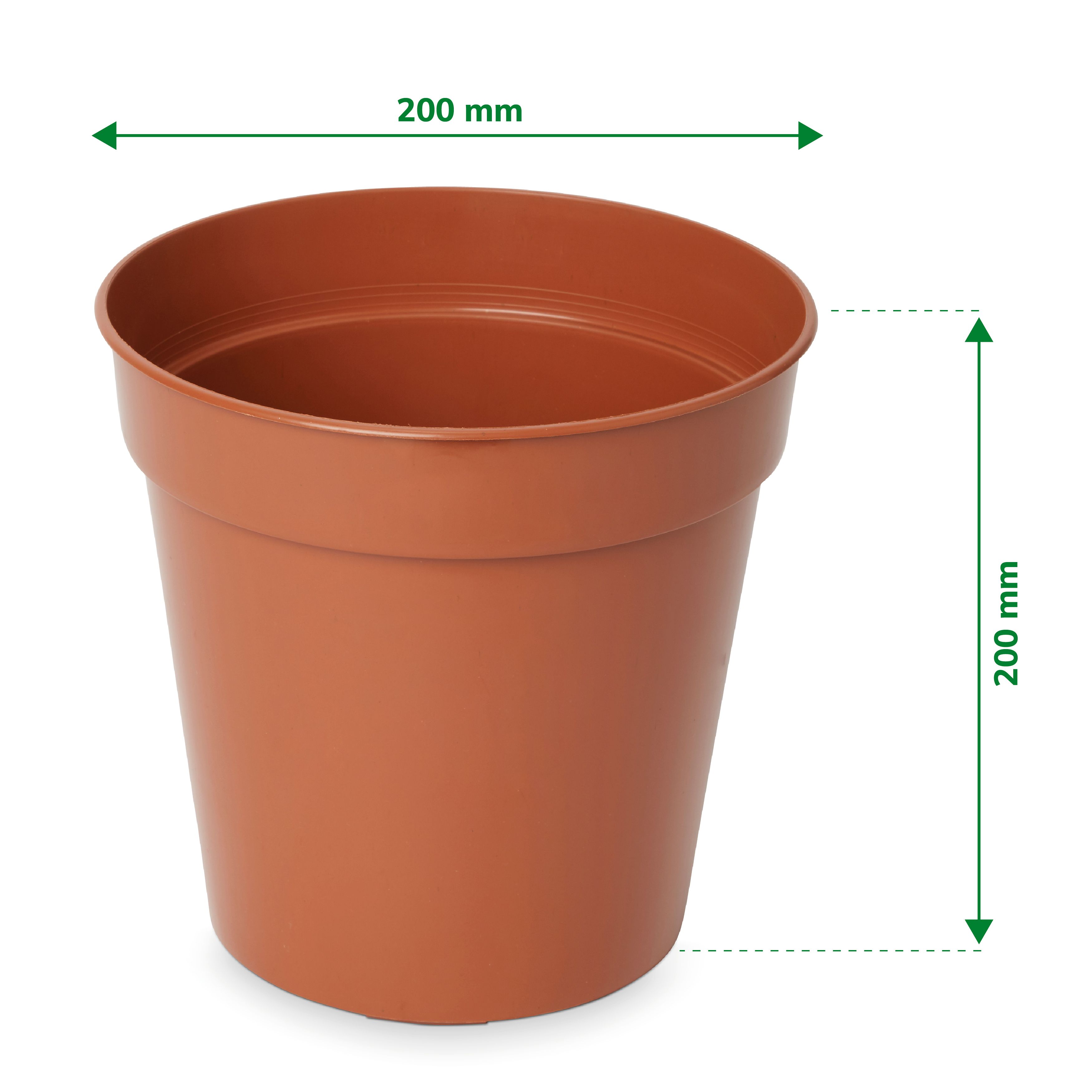 Verve Lei Terracotta Brown Plastic Grow pot (Dia) 20cm, (H)20cm, 4L