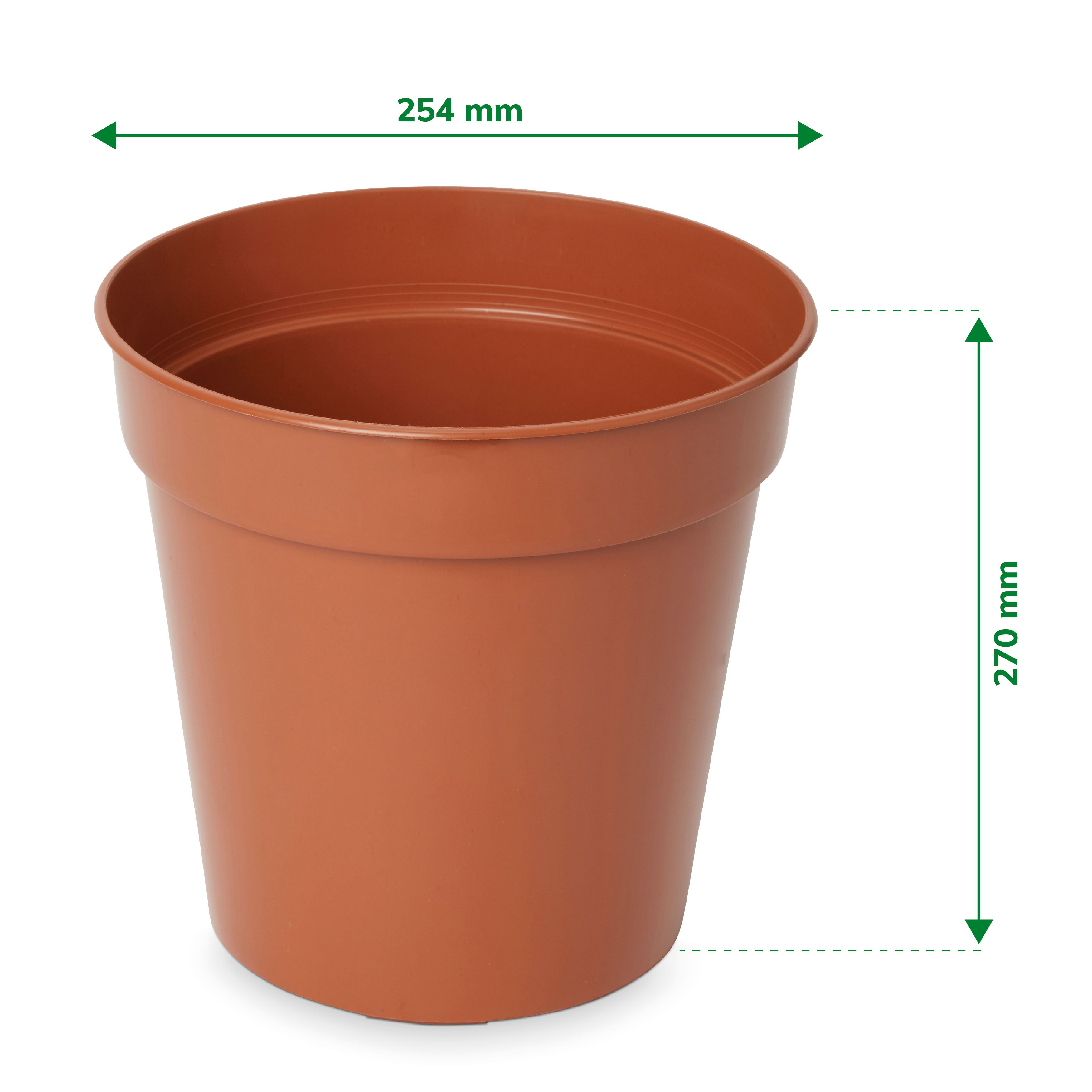 Verve Lei Terracotta Brown Plastic Grow pot (Dia) 25.4cm, (H)27cm, 8.7L