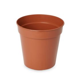 Verve Lei Terracotta Plastic Circular Grow pot (Dia) 10cm, (H)12cm, Pack of 5, 600ml