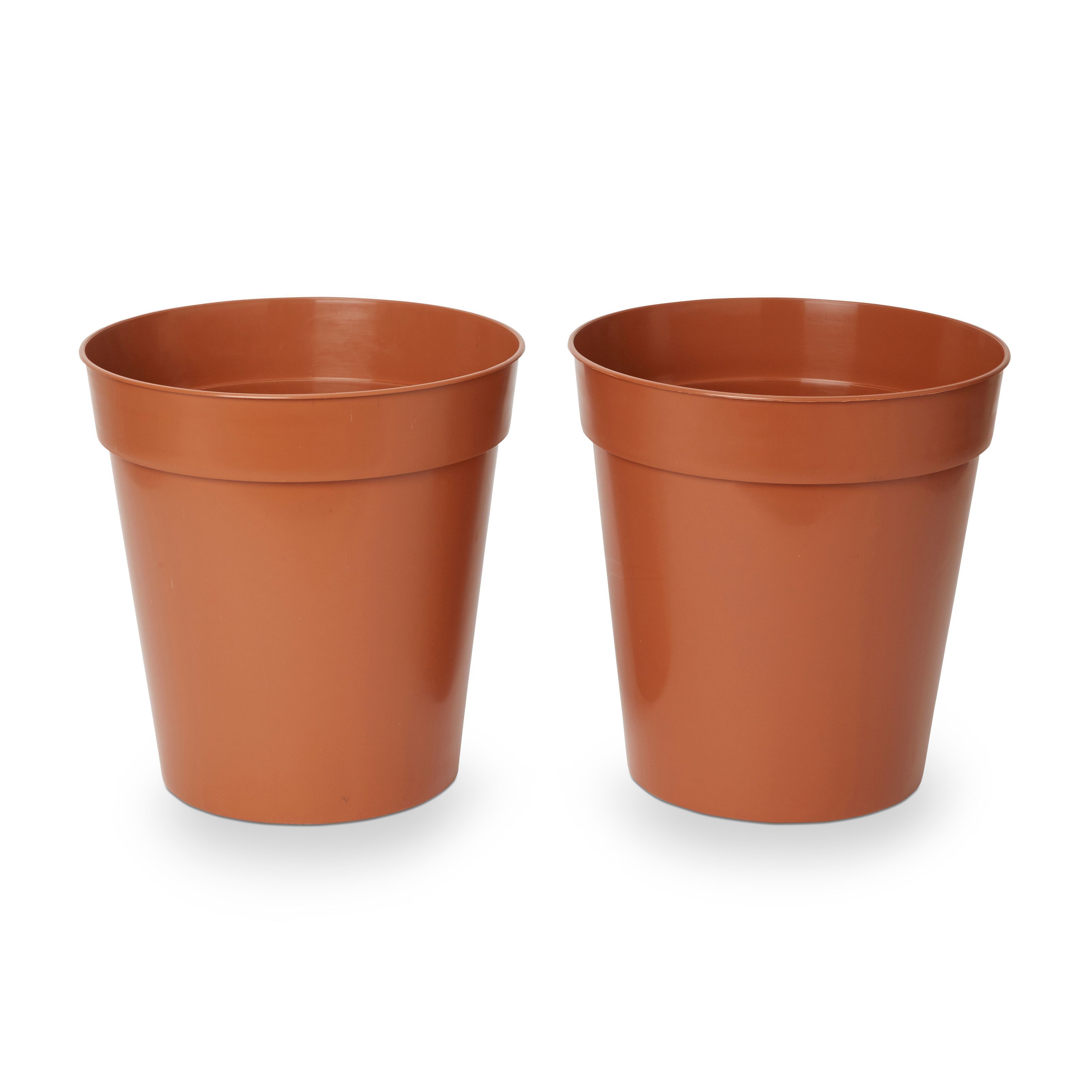 Verve Lei Terracotta Plastic Circular Grow pot (Dia) 25.4cm, (H)27cm, Pack of 2, 9.03L