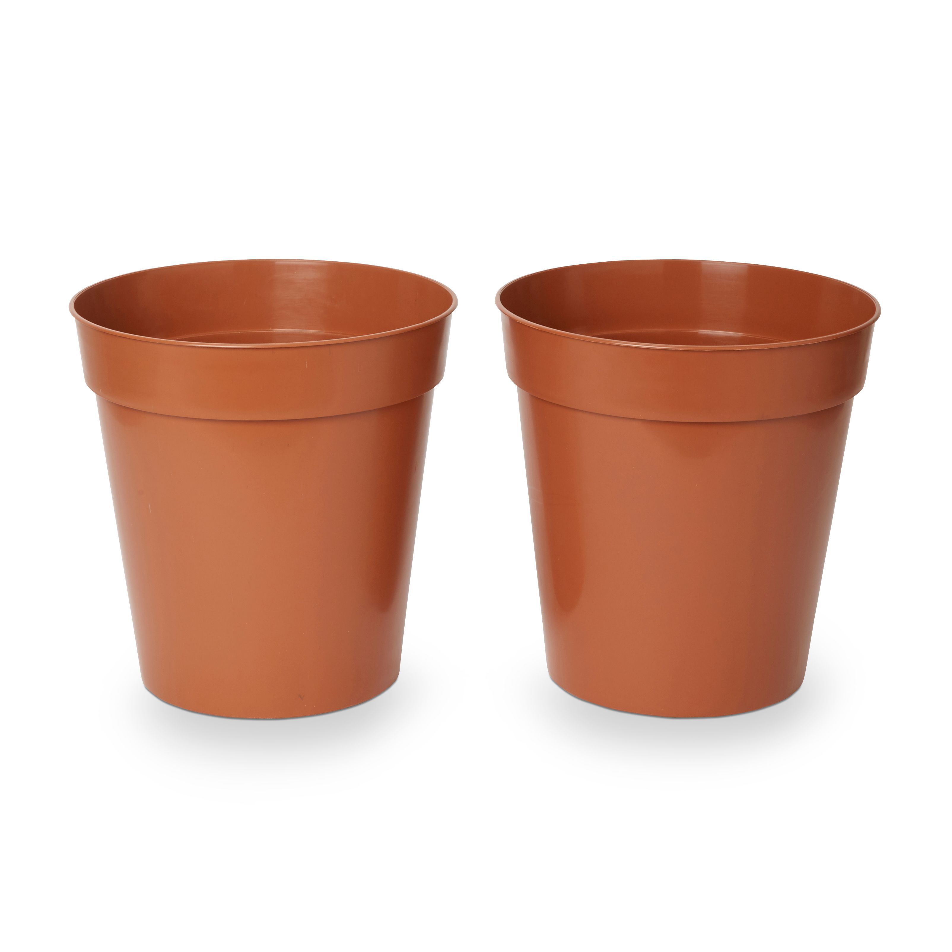 Verve Lei Terracotta Plastic Circular Grow pot (Dia)25.4cm, Pack of 2