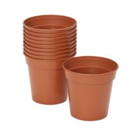 Verve Lei Terracotta Plastic Circular Grow pot (Dia) 7.6cm, (H)10cm, Pack of 10, 280ml