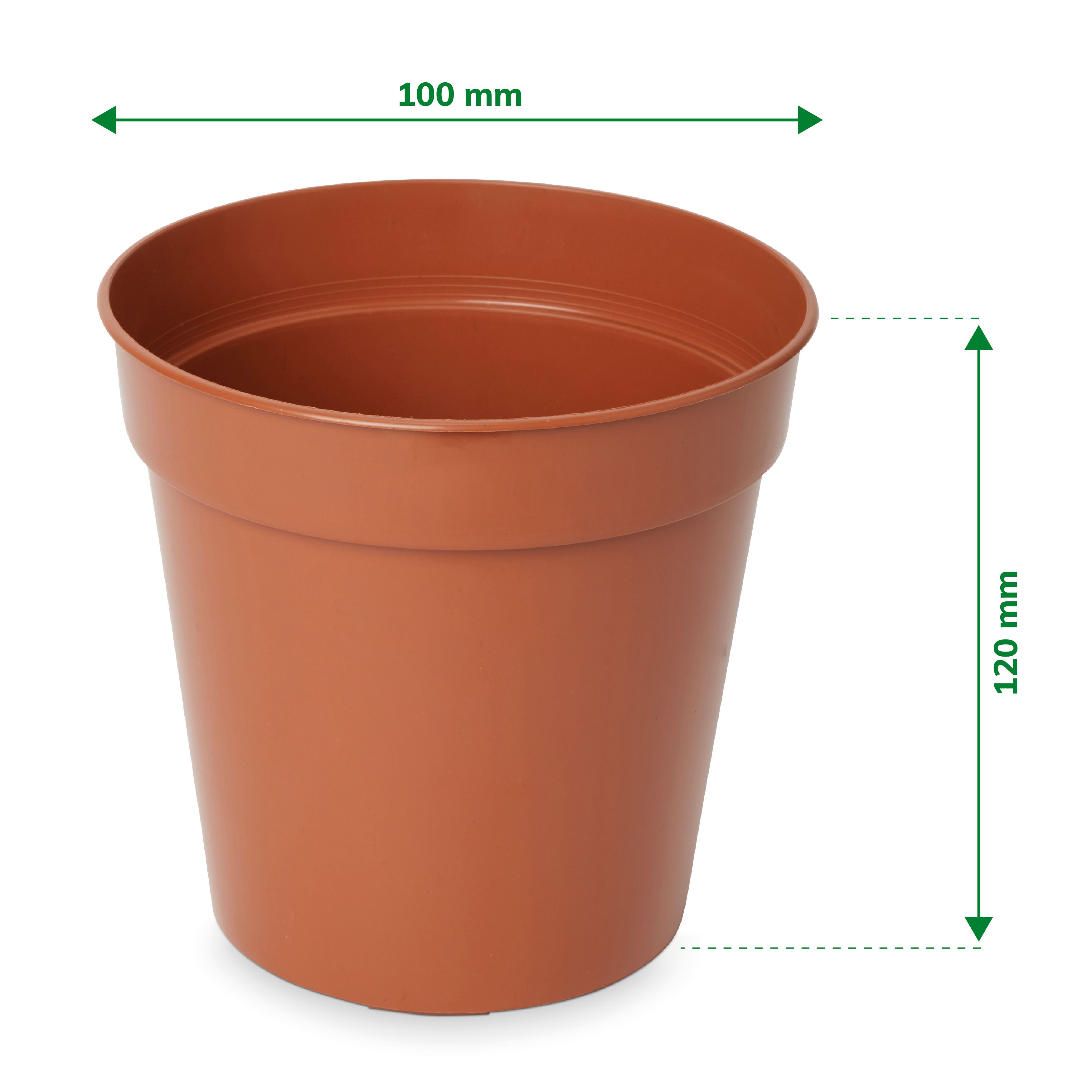 Verve Lei Terracotta Plastic Grow pot (Dia) 10cm, (H)12cm, Pack of 5, 600ml